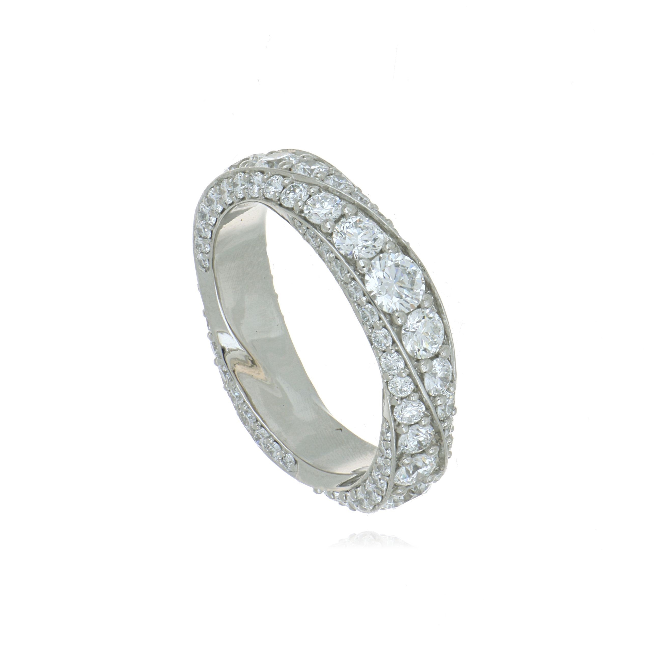 Platinum Spiral Diamond Wedding Band - Charles Koll Jewelers