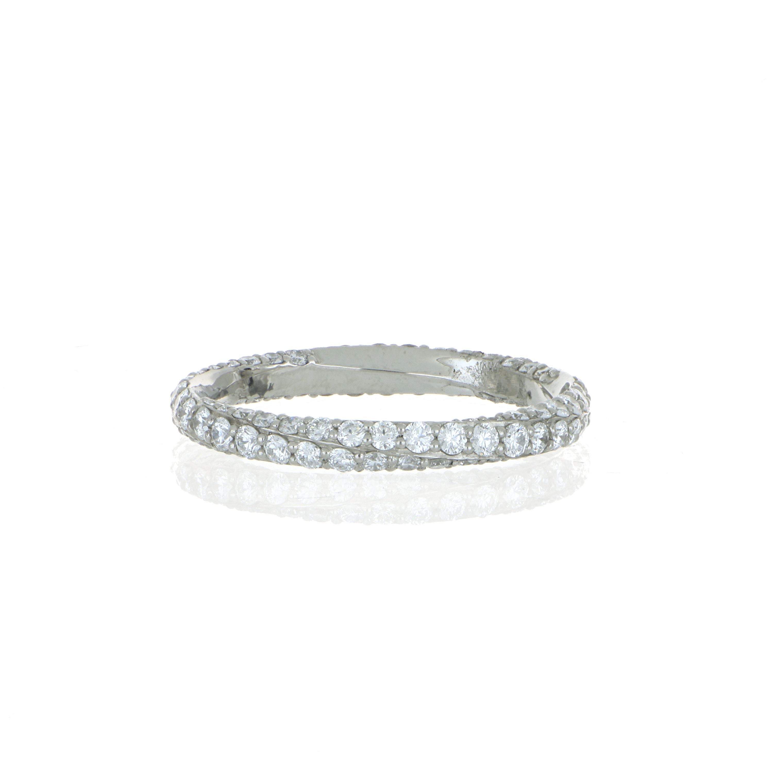 Platinum Spiral Diamond Wedding Band