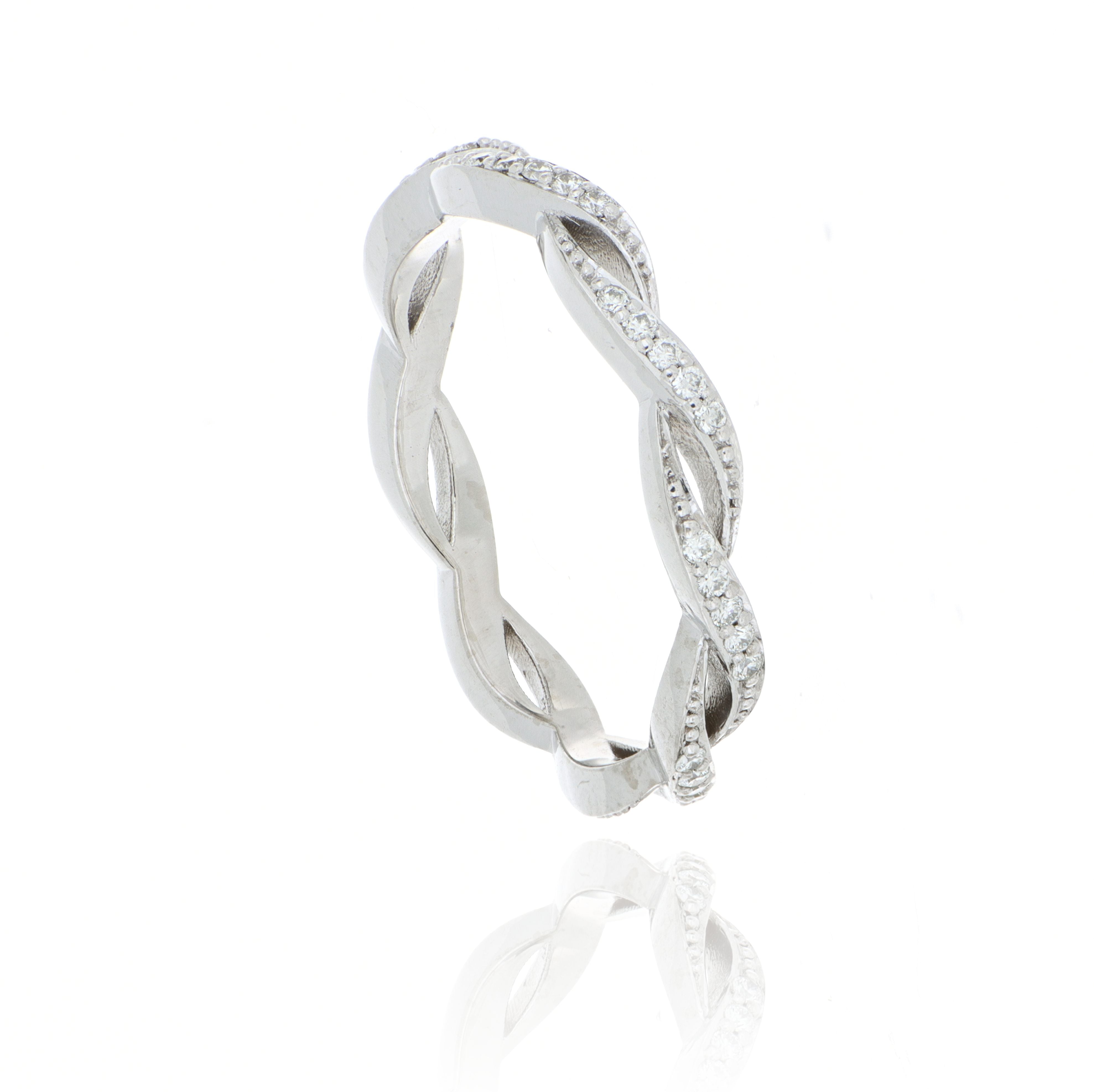 18k White Gold Diamond Weave Eternity Wedding Band