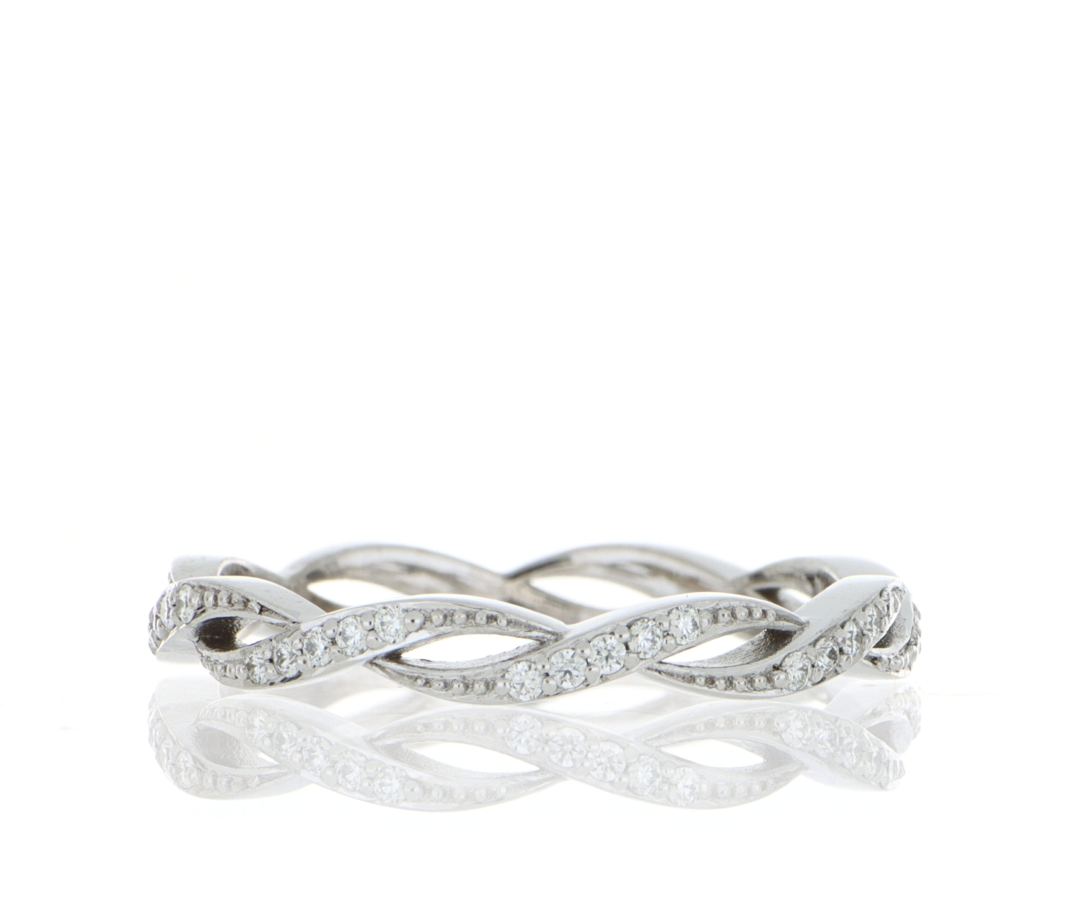 18k White Gold Diamond Weave Eternity Wedding Band