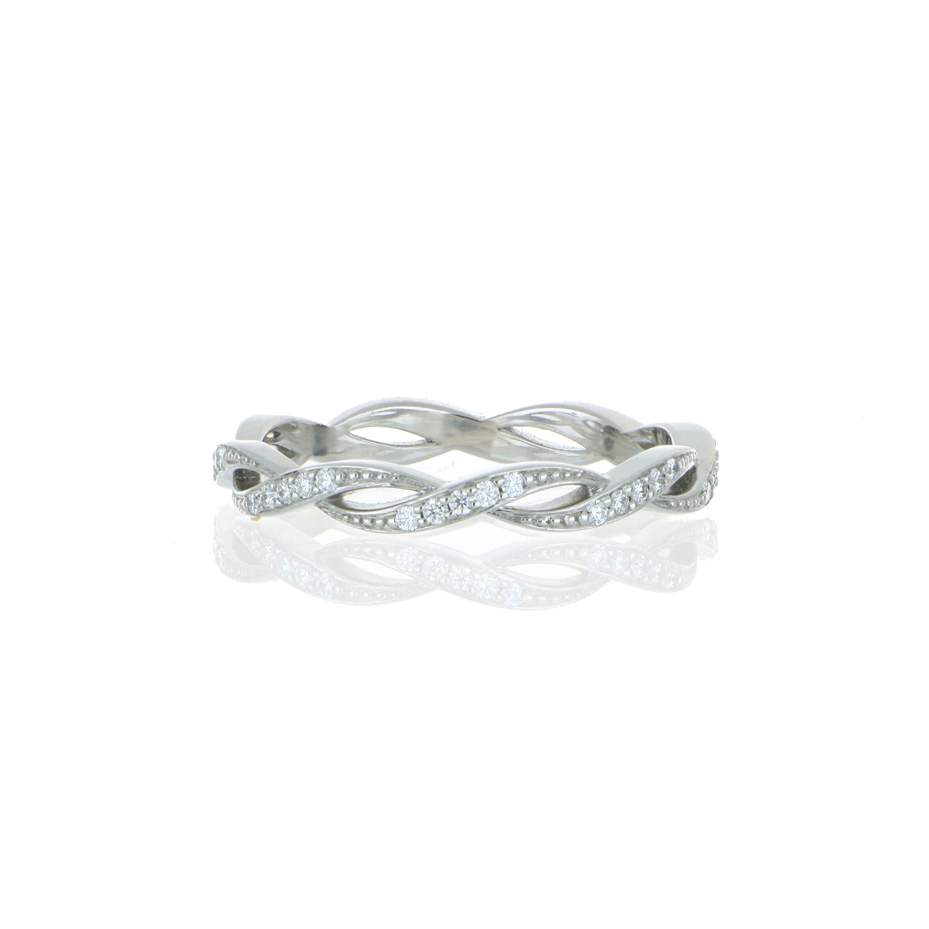 Platinum Diamond Weave Wedding Band