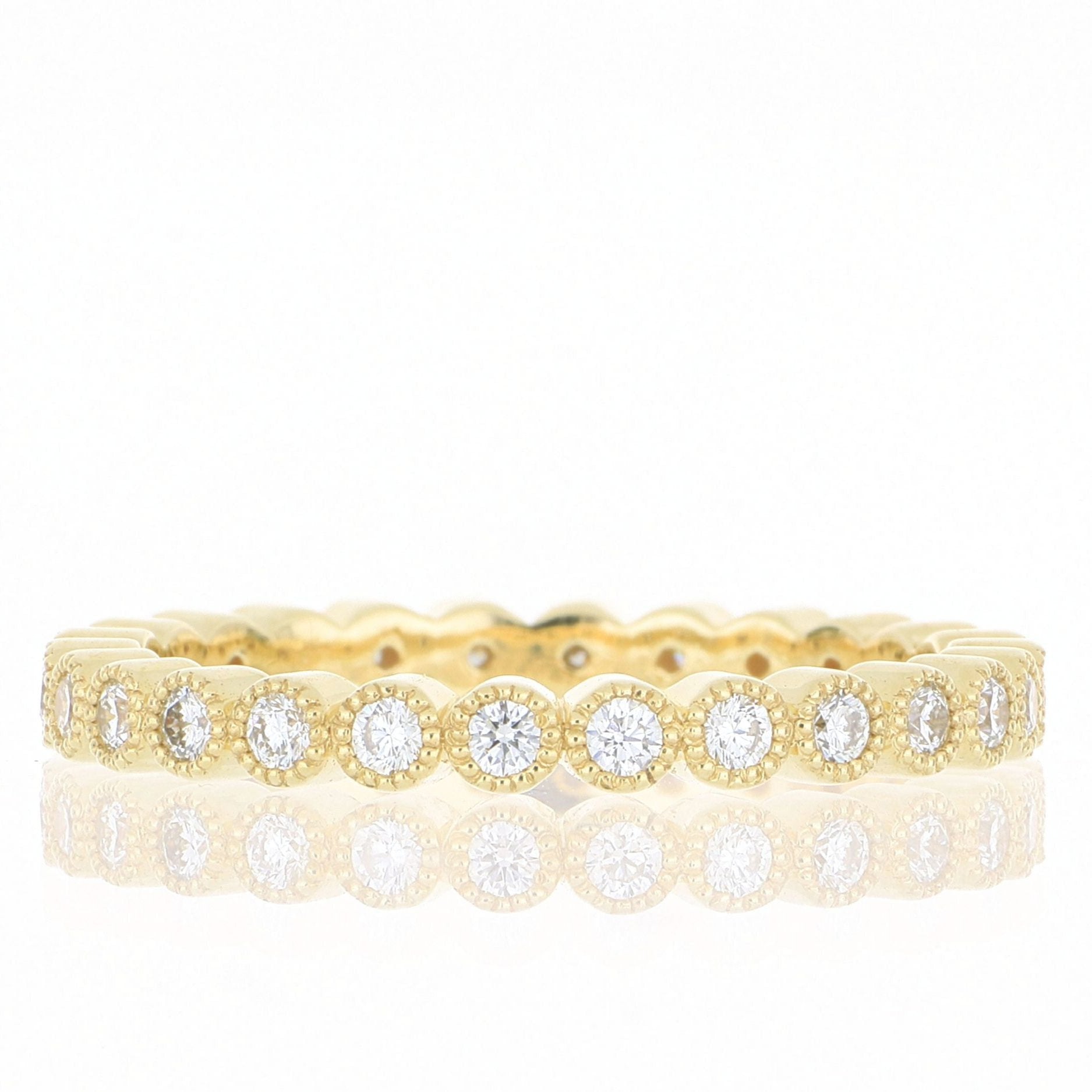 18k Yellow Gold Milgrain Diamond Eternity Band