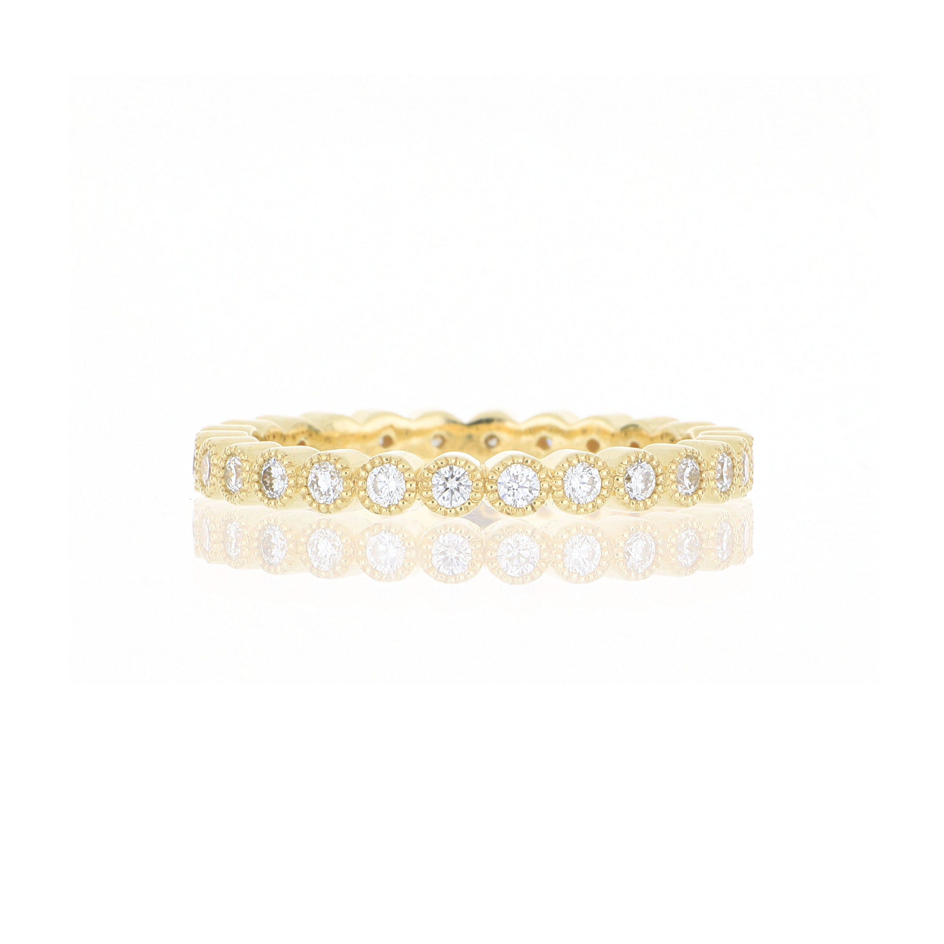 18k Yellow Gold Milgrain Diamond Eternity Band