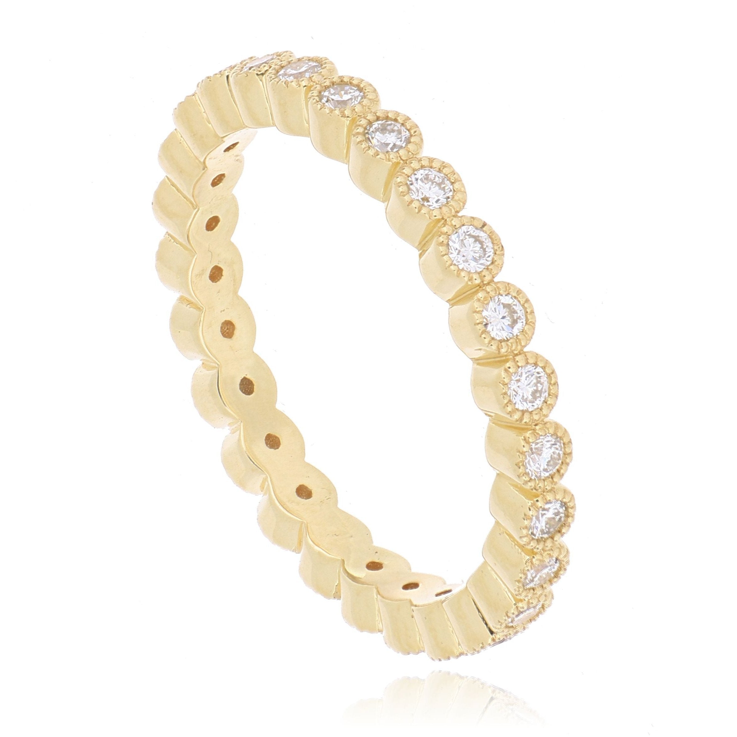 18k Yellow Gold Milgrain Diamond Eternity Band