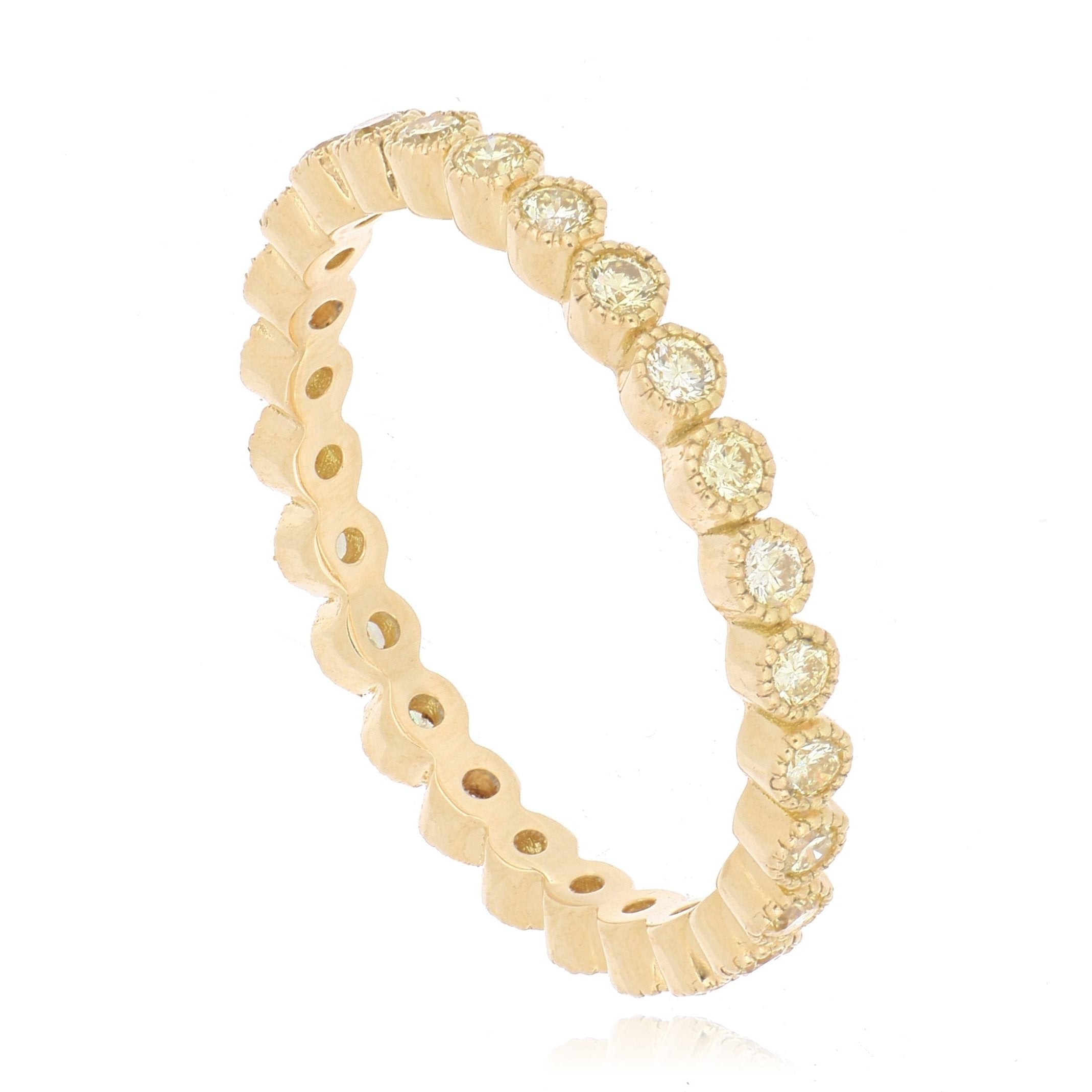 18k Yellow Gold Fancy Yellow Diamond Milgrain Eternity Band