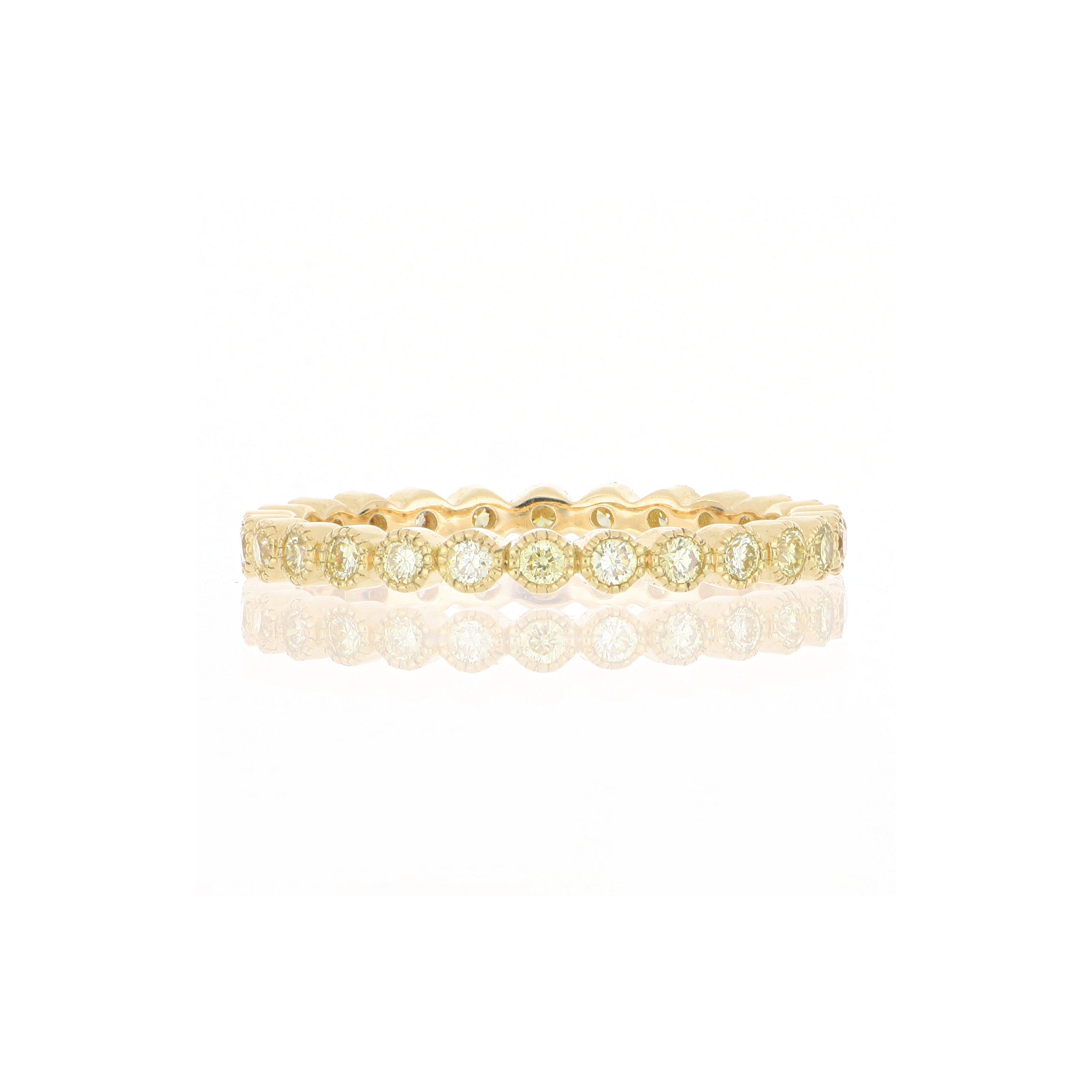 18k Yellow Gold Fancy Yellow Diamond Milgrain Eternity Band