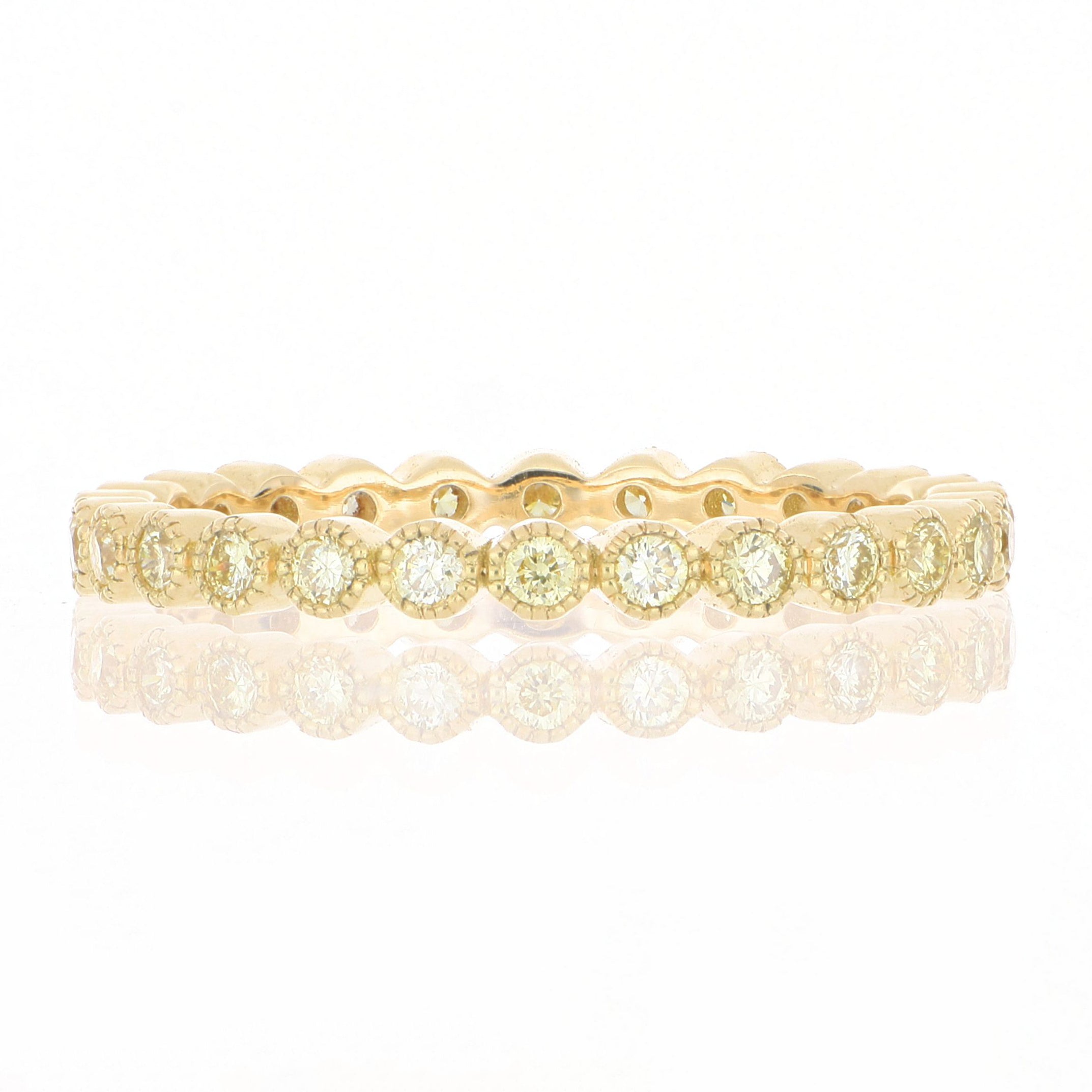 18k Yellow Gold Fancy Yellow Diamond Milgrain Eternity Band