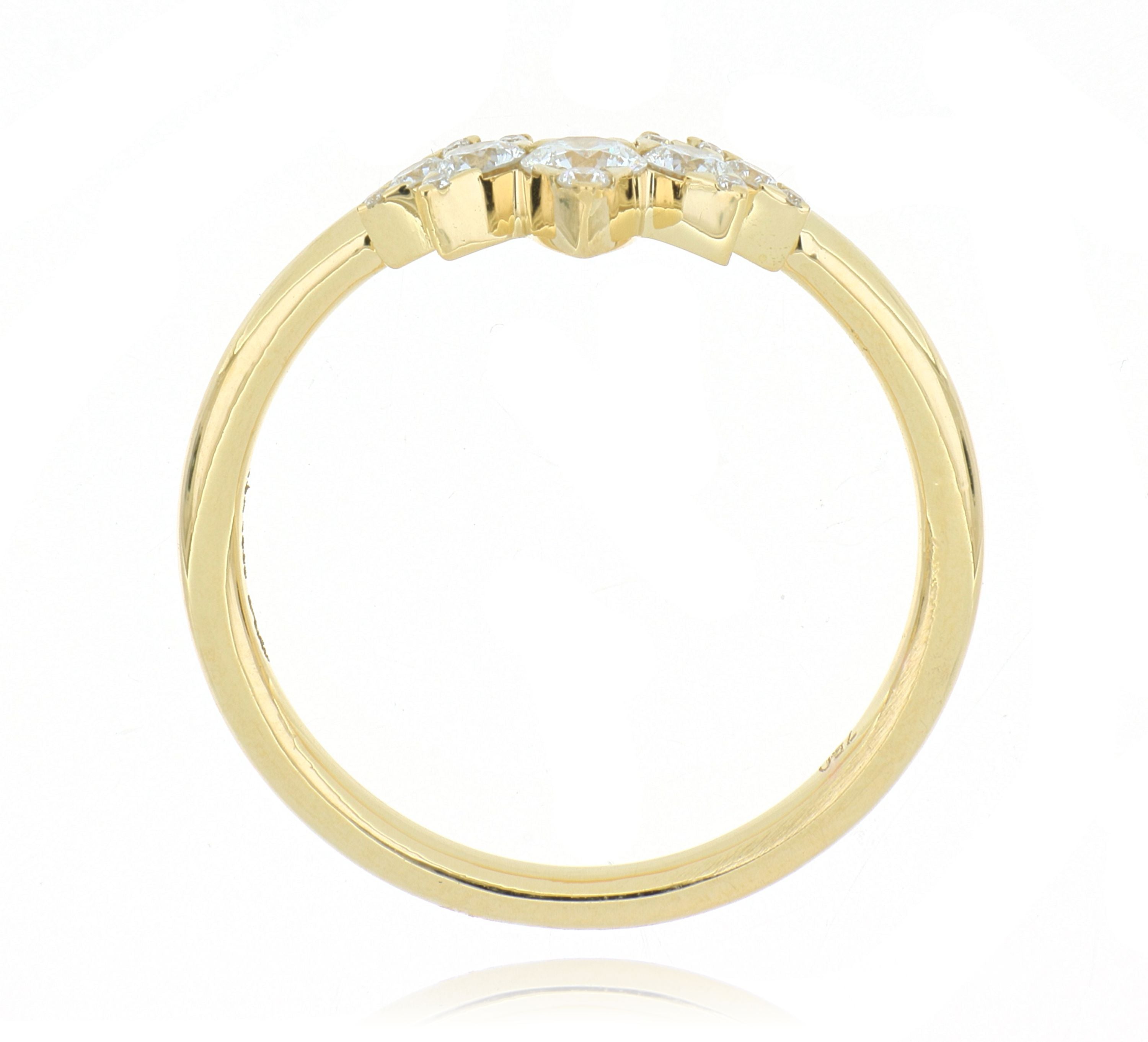 18k Yellow Gold Crown Style Diamond Wedding Band