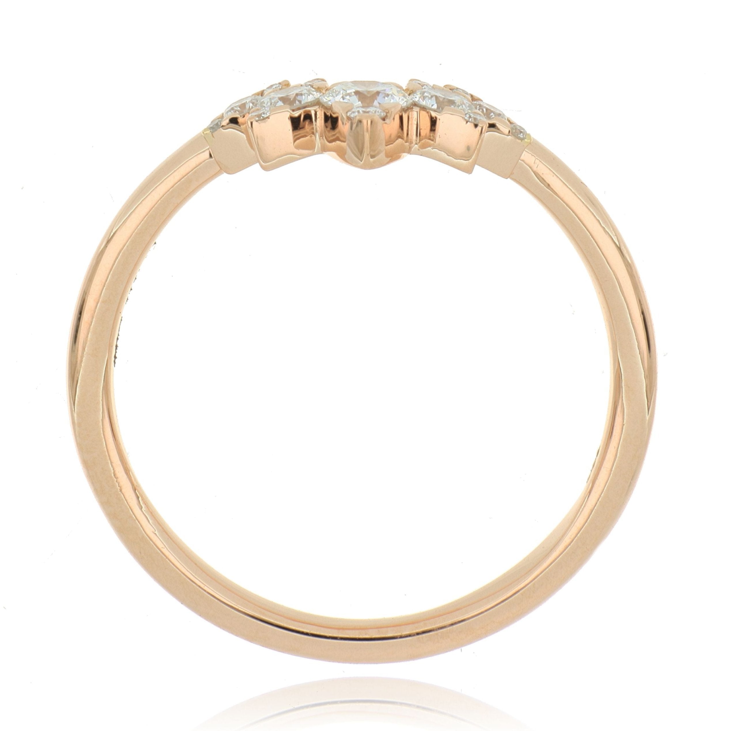 18k Rose Gold Crown Style Diamond Wedding Band