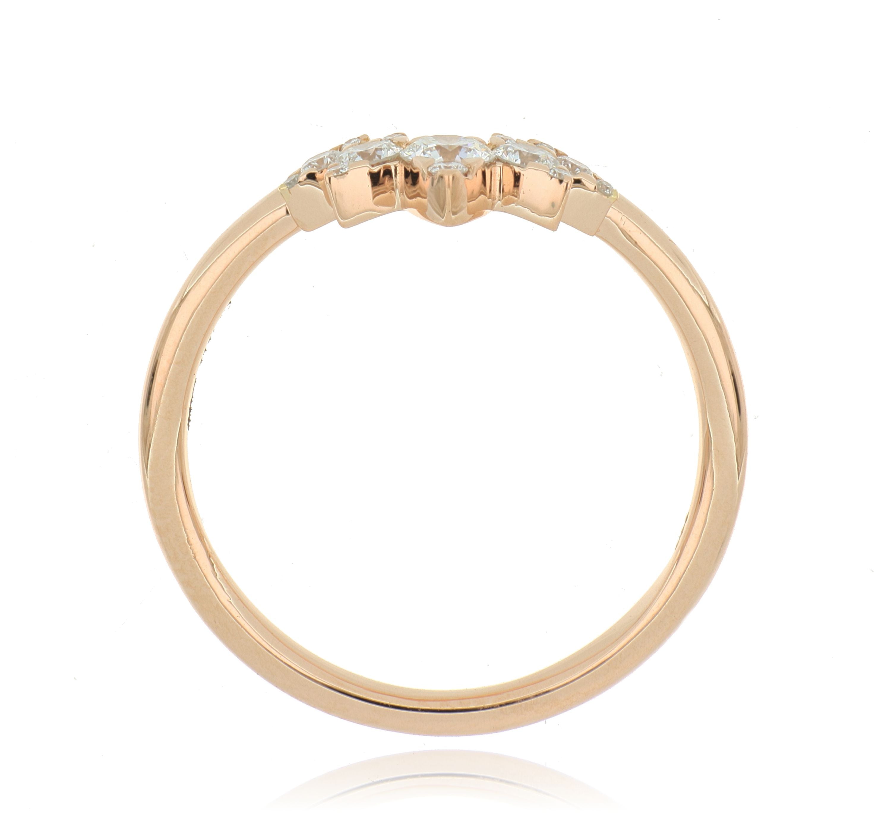 18k Rose Gold Crown Style Diamond Wedding Band