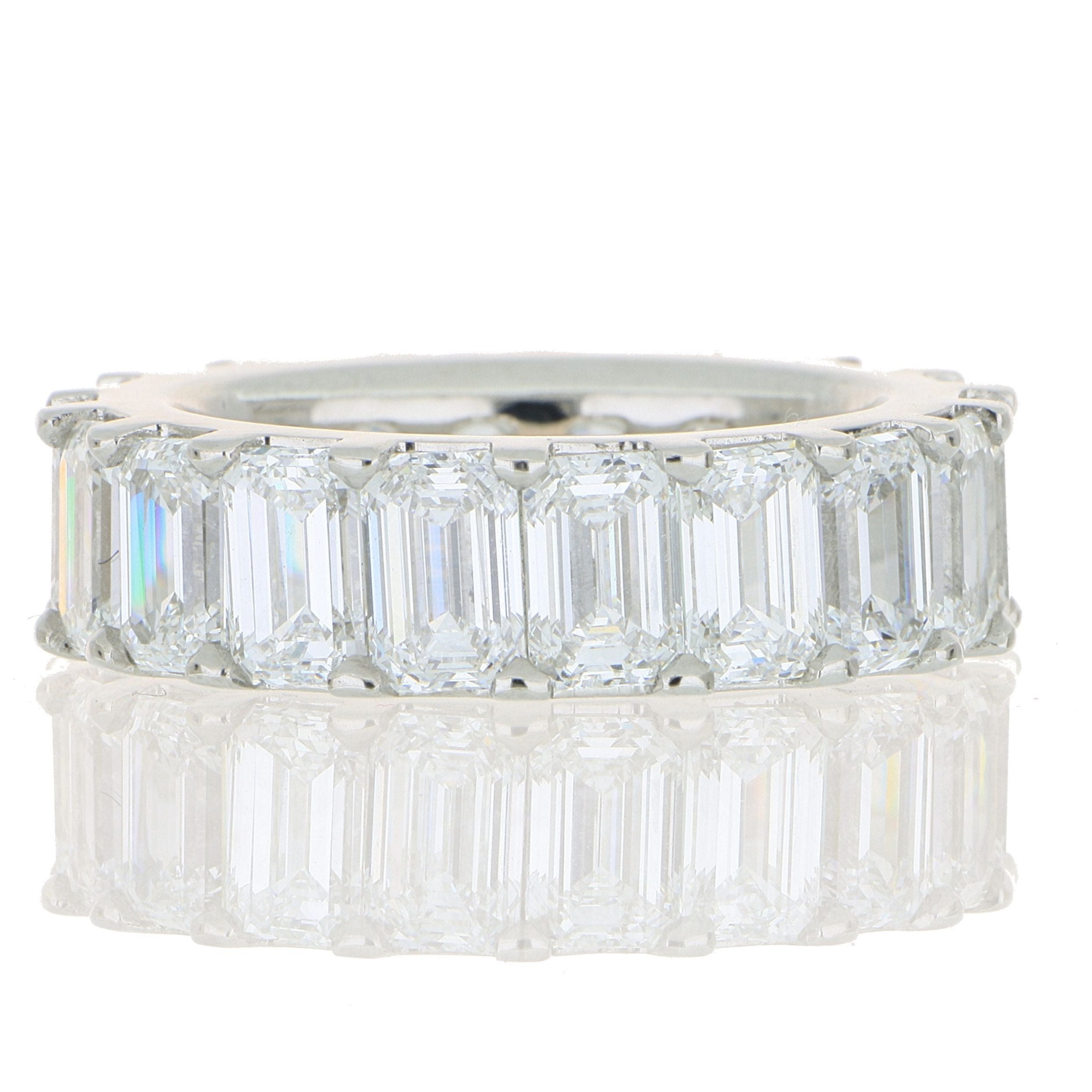 Platinum Emerald Cut Diamond Eternity Wedding Band