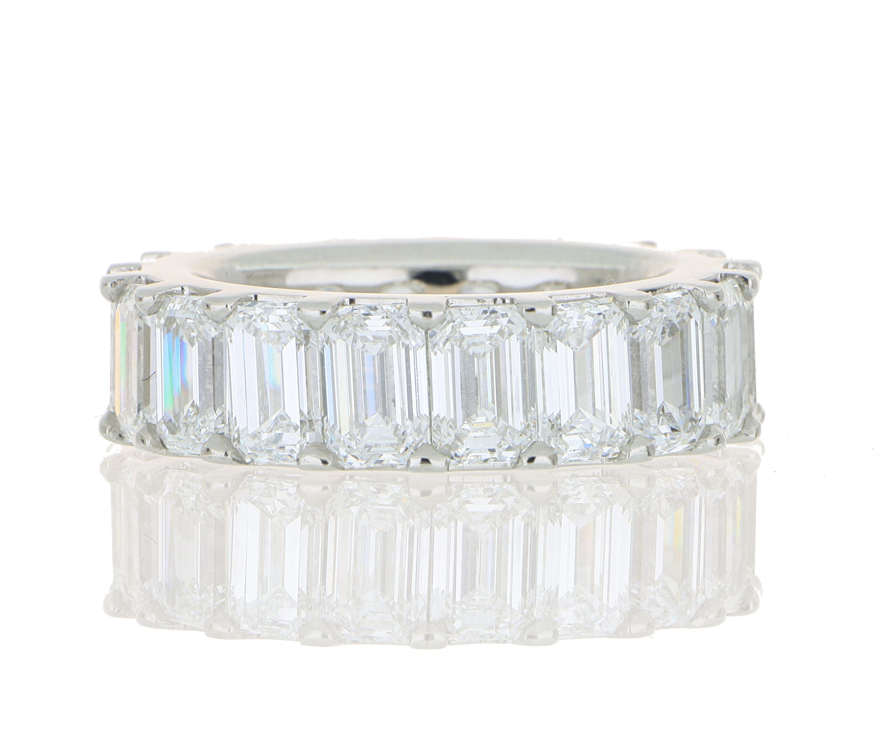 Platinum Emerald Cut Diamond Eternity Wedding Band