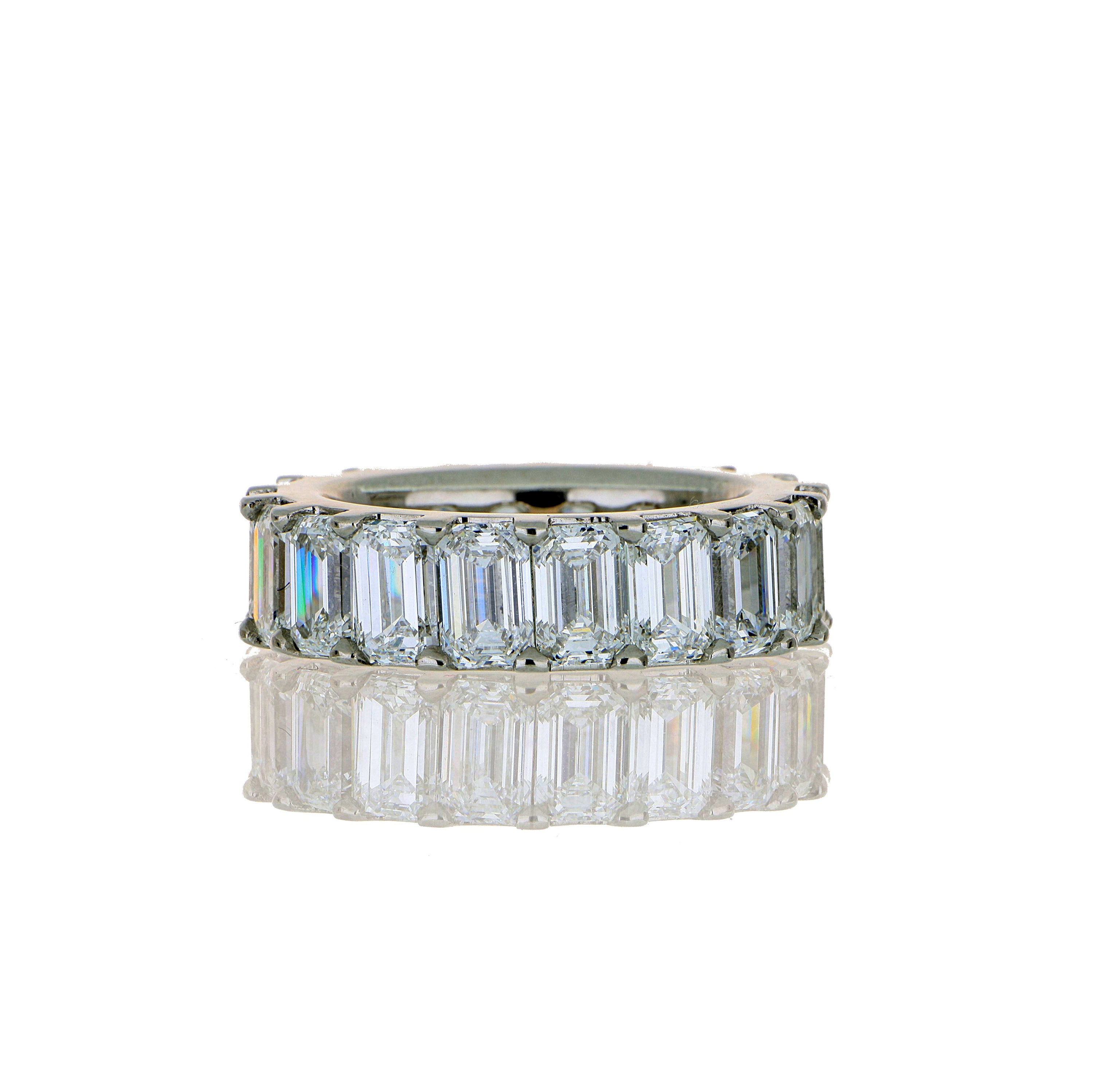 Platinum Emerald Cut Diamond Eternity Wedding Band