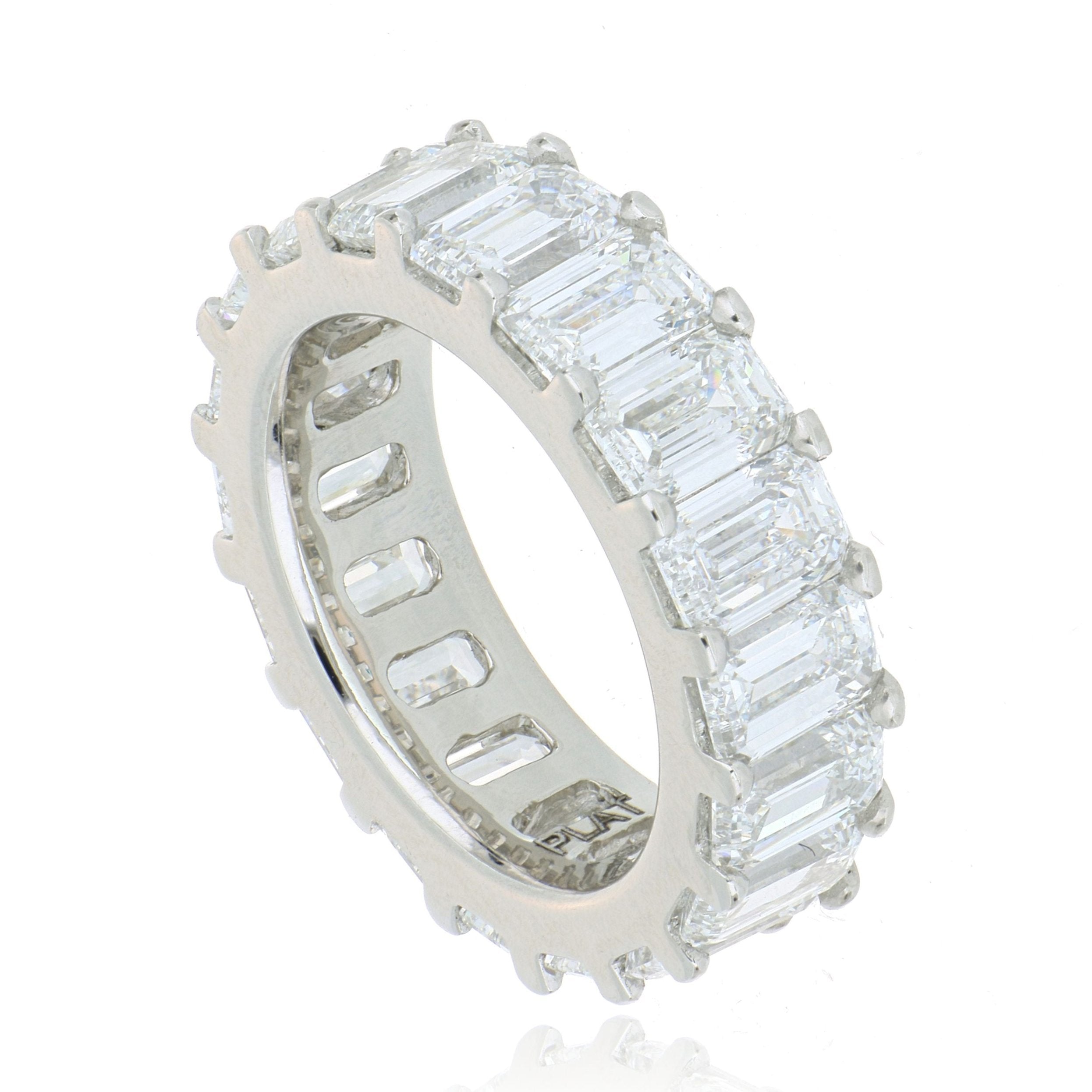 Platinum Emerald Cut Diamond Eternity Wedding Band