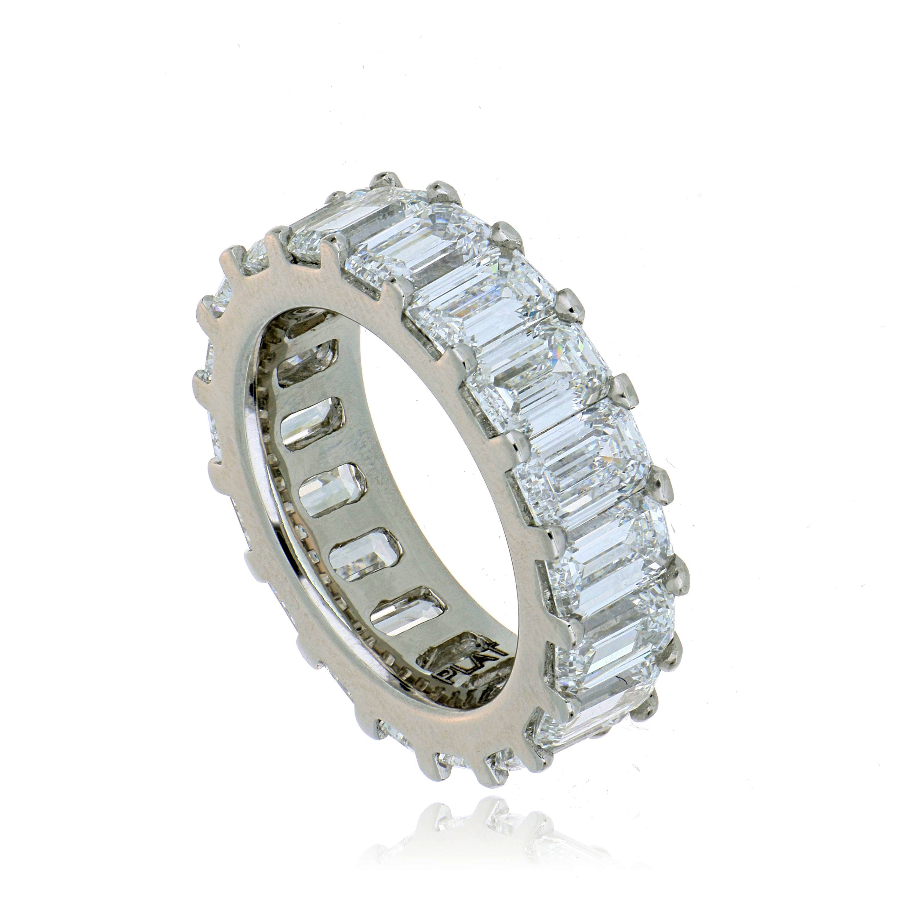 Platinum Emerald Cut Diamond Eternity Wedding Band