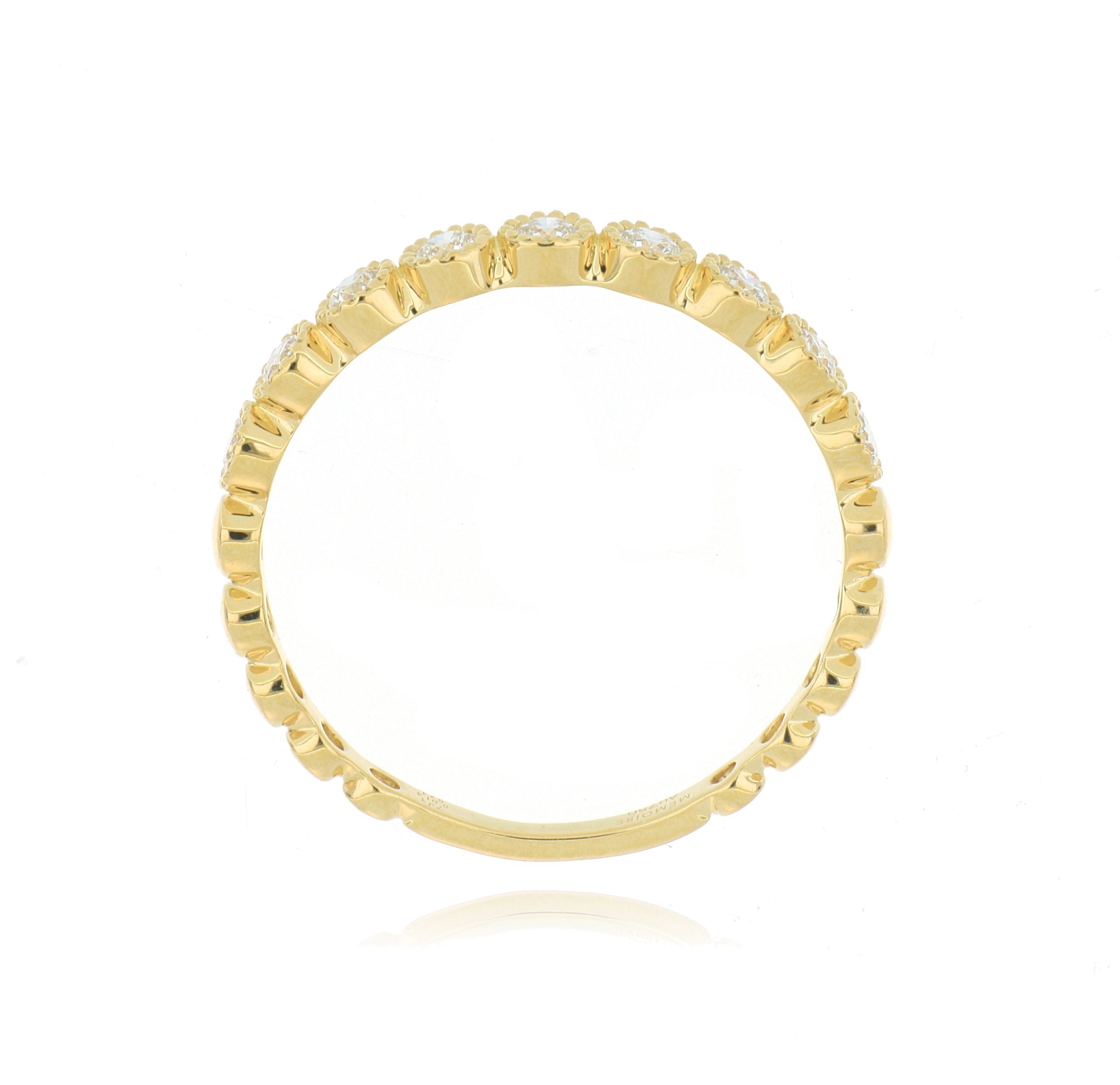 18k Yellow Gold Diamond Milgrain Wedding Band