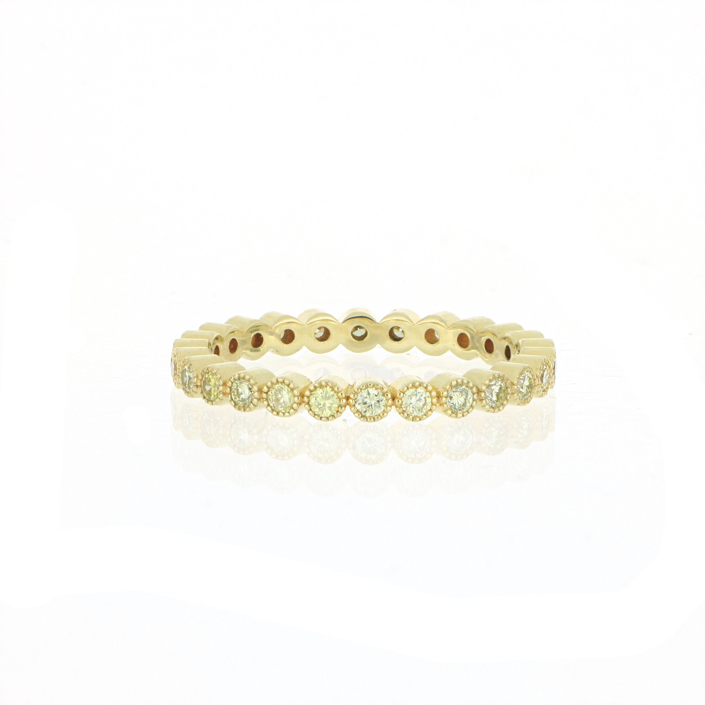 18k Yellow Gold Fancy Yellow Diamond Eternity Wedding Band