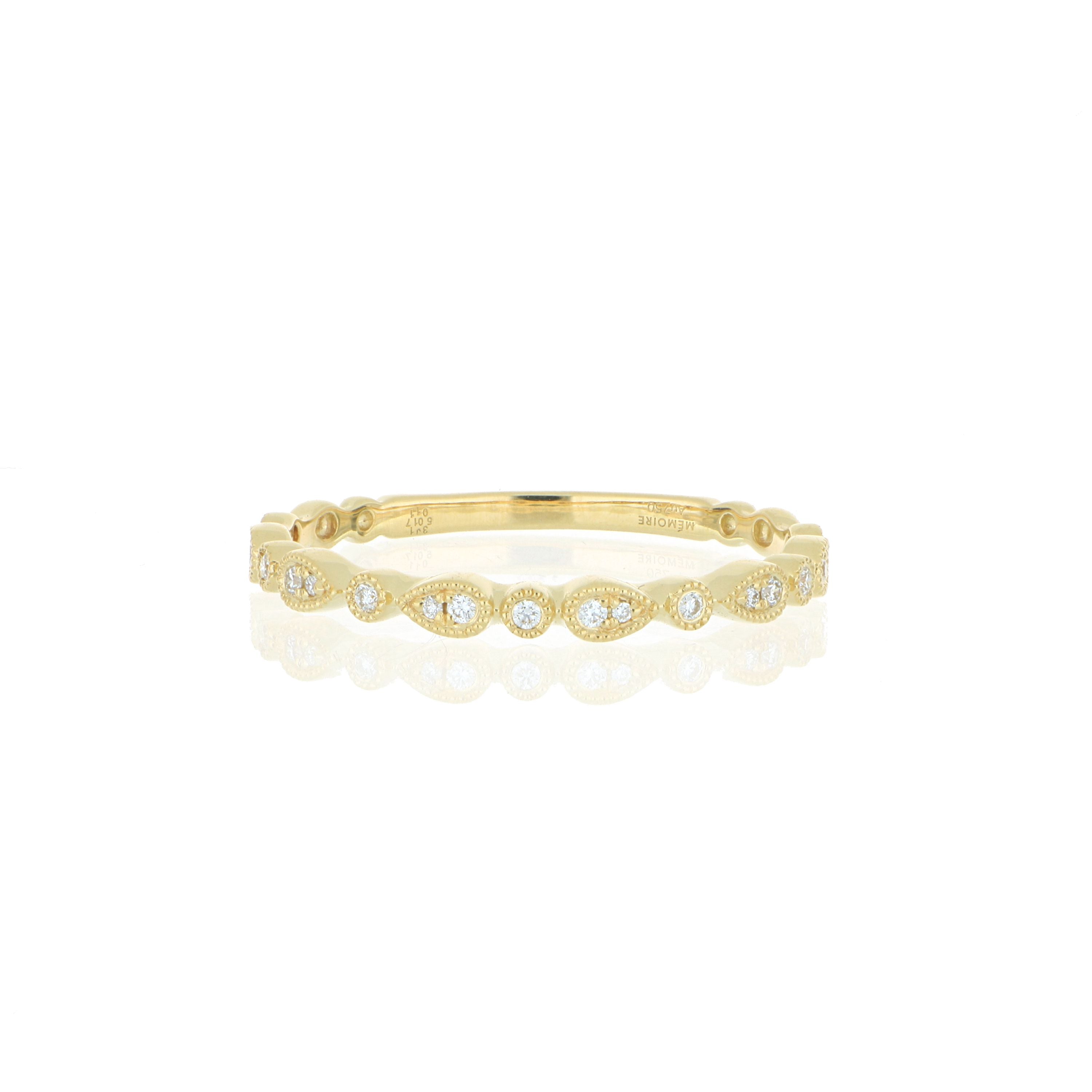 18k Yellow Gold Diamond Stackable Wedding Band