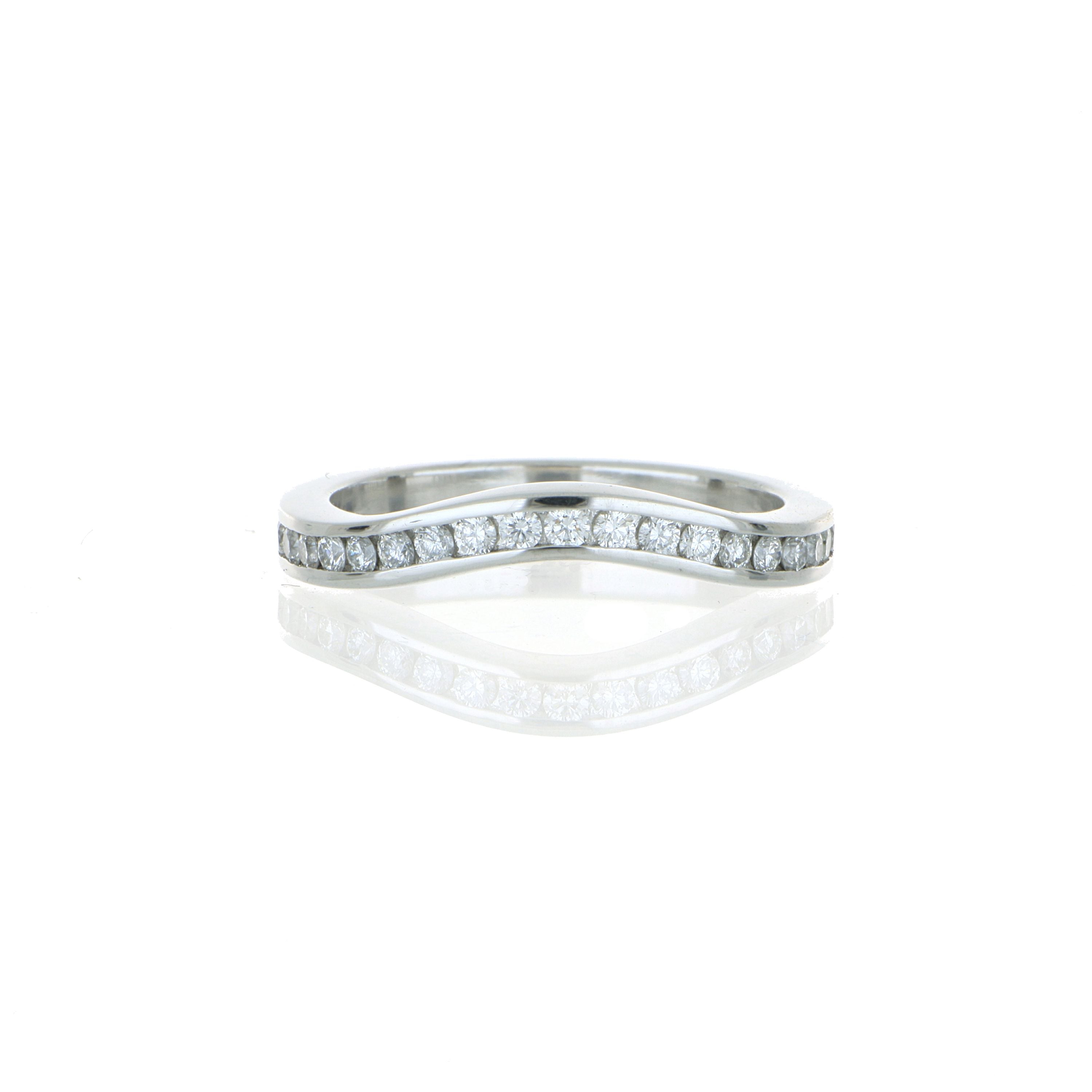 Platinum Diamond Curved Wedding Band