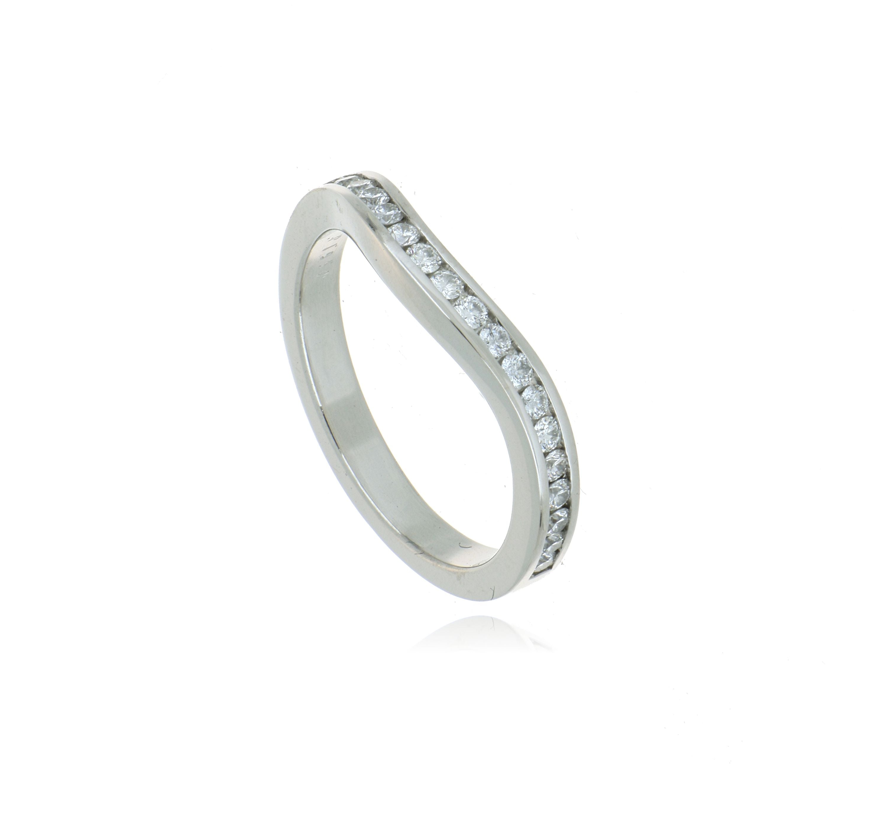 Platinum Diamond Curved Wedding Band