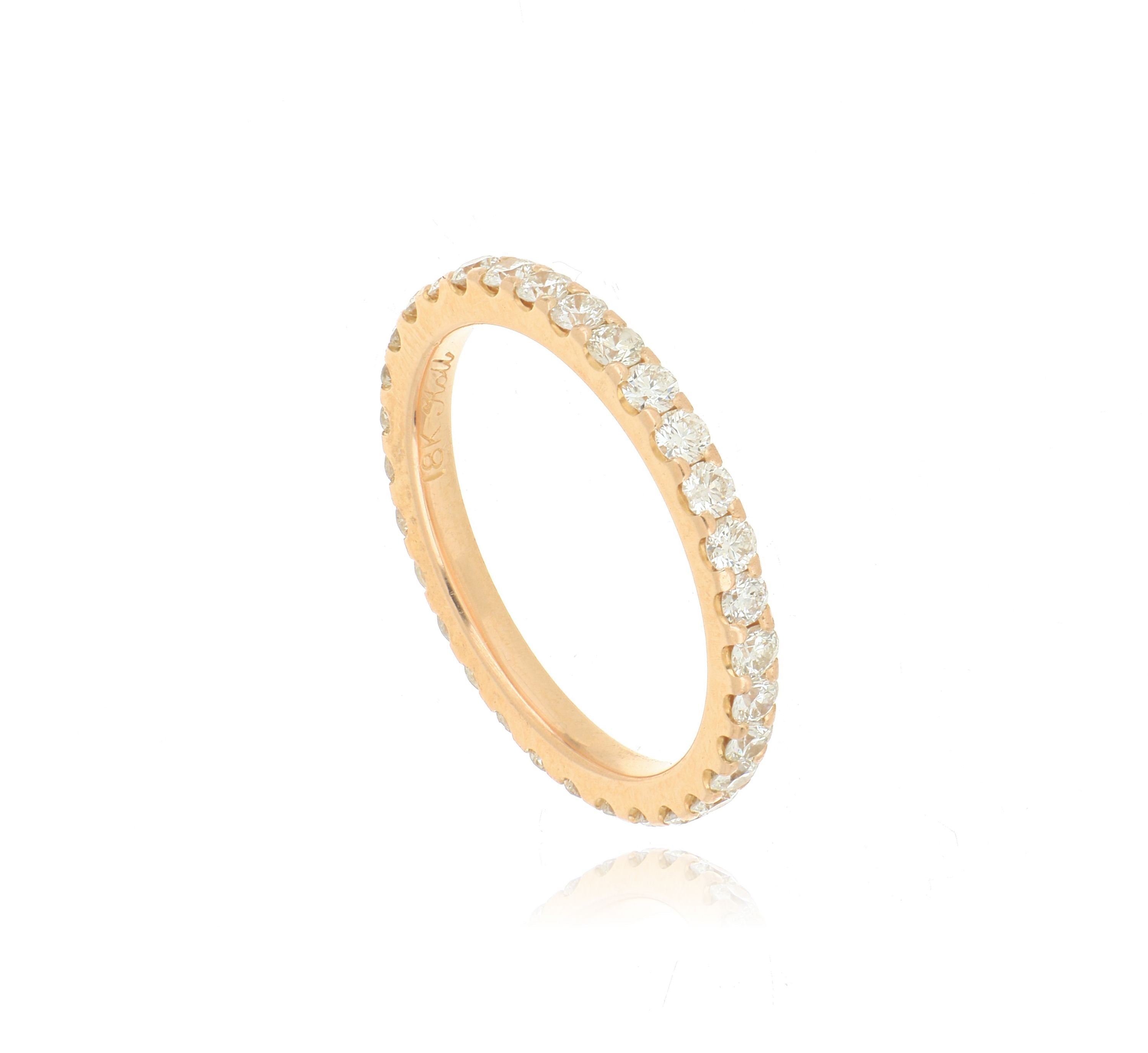 18k Rose Gold Diamond Eternity Wedding Band