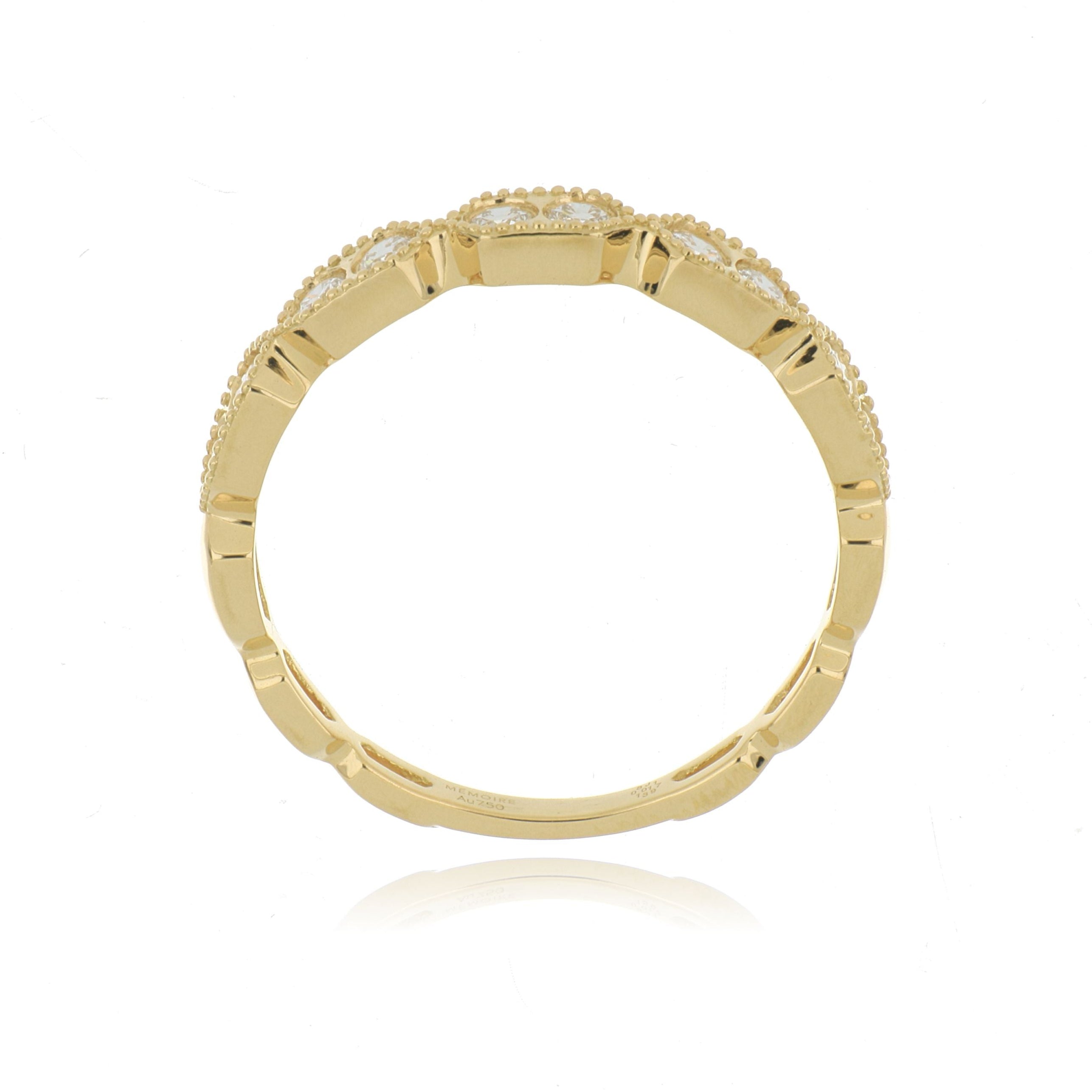 18k Yellow Gold Vintage Hexagon Diamond Wedding Band
