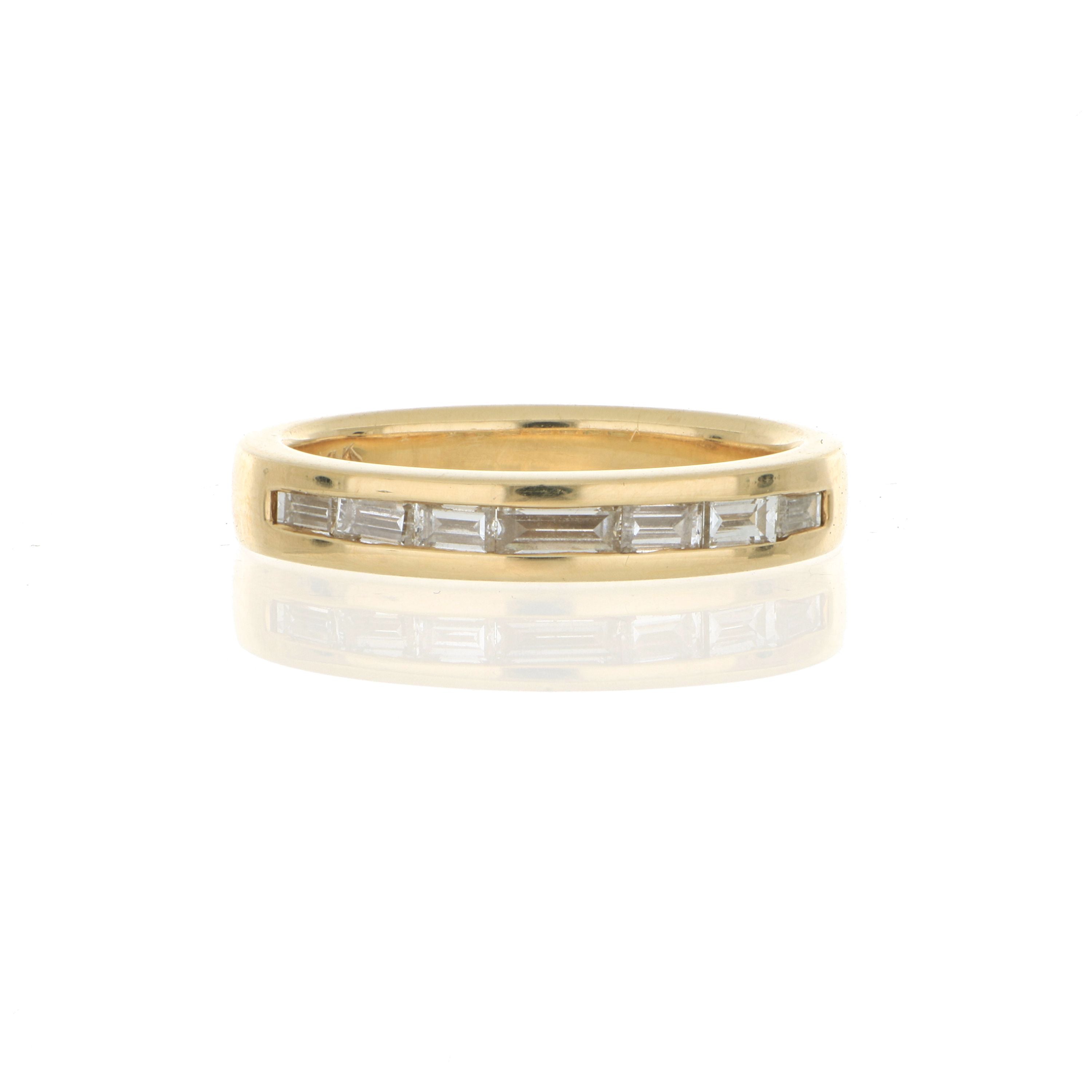 14k Yellow Gold Channel Set Diamond Wedding Band