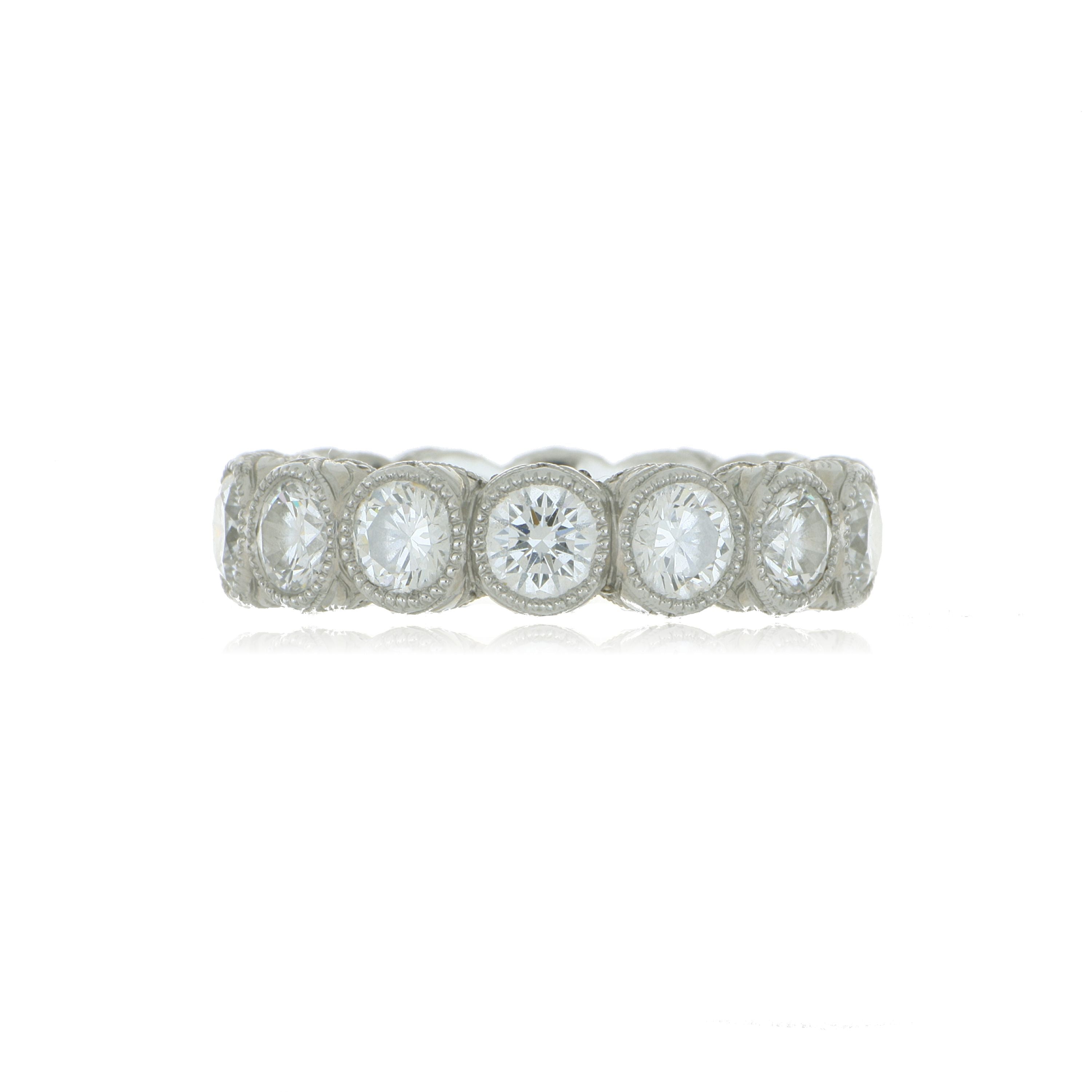 Platinum Hand Engraved Diamond Eternity Ring