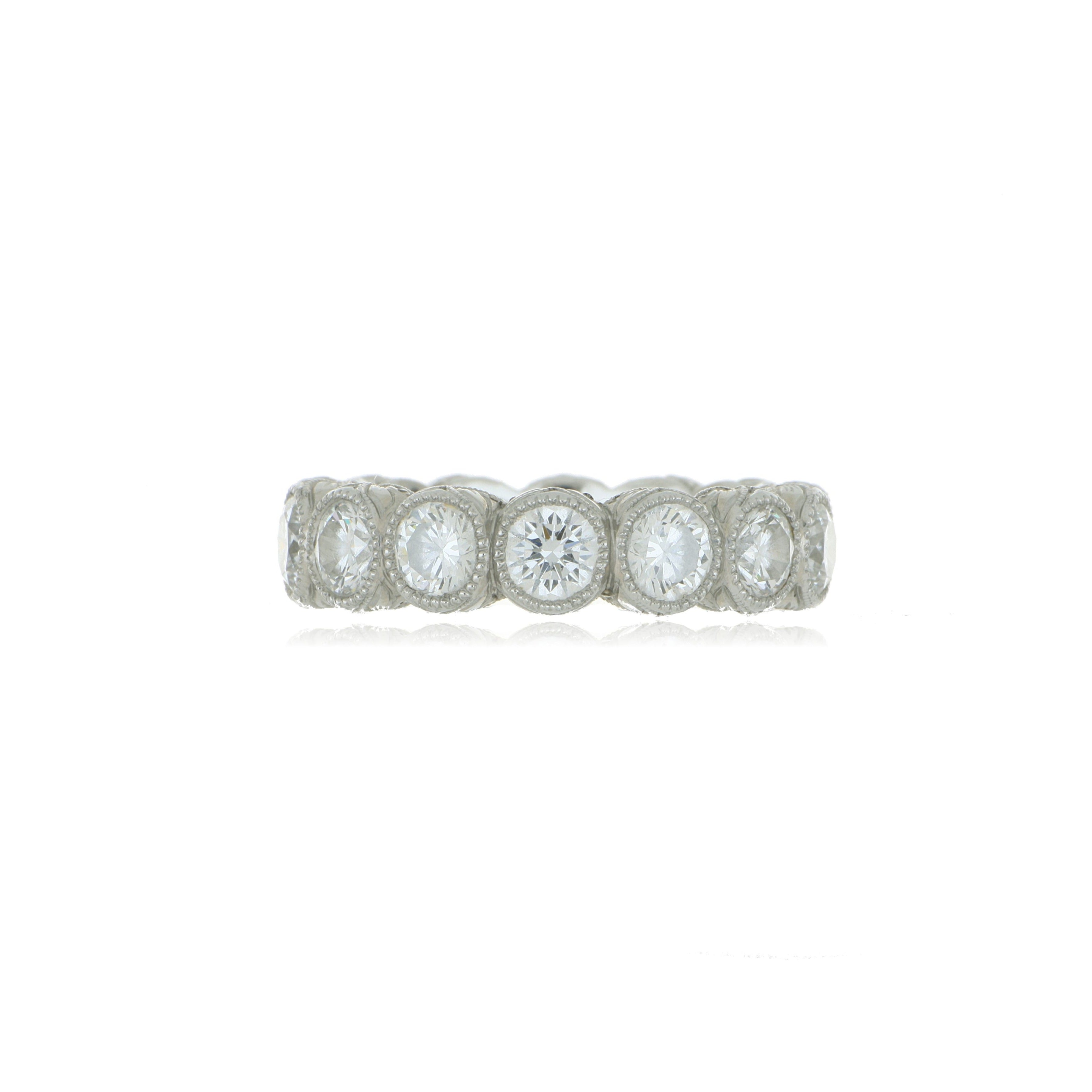 Platinum Hand Engraved Diamond Eternity Ring
