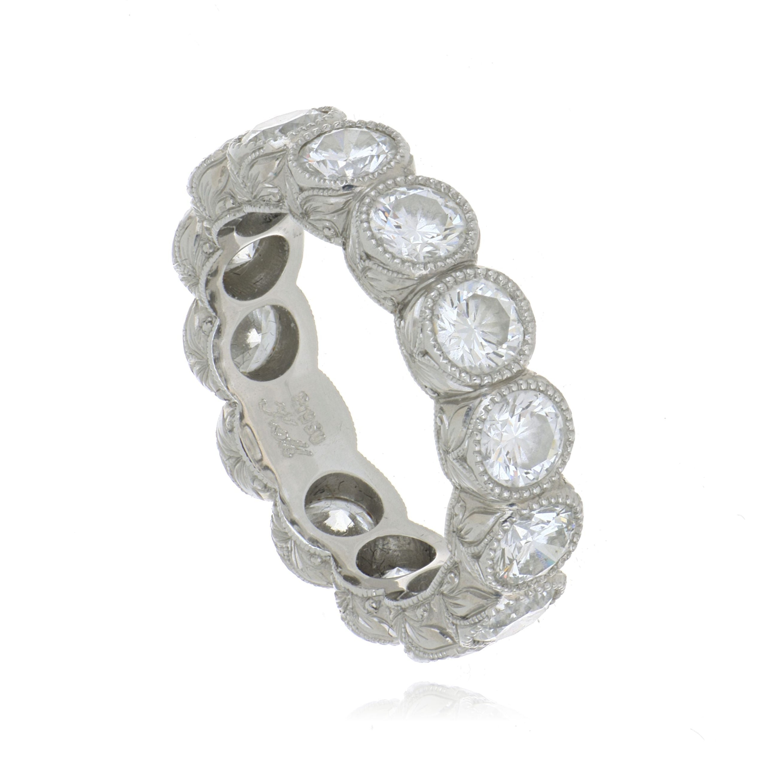 Platinum Hand Engraved Diamond Eternity Ring