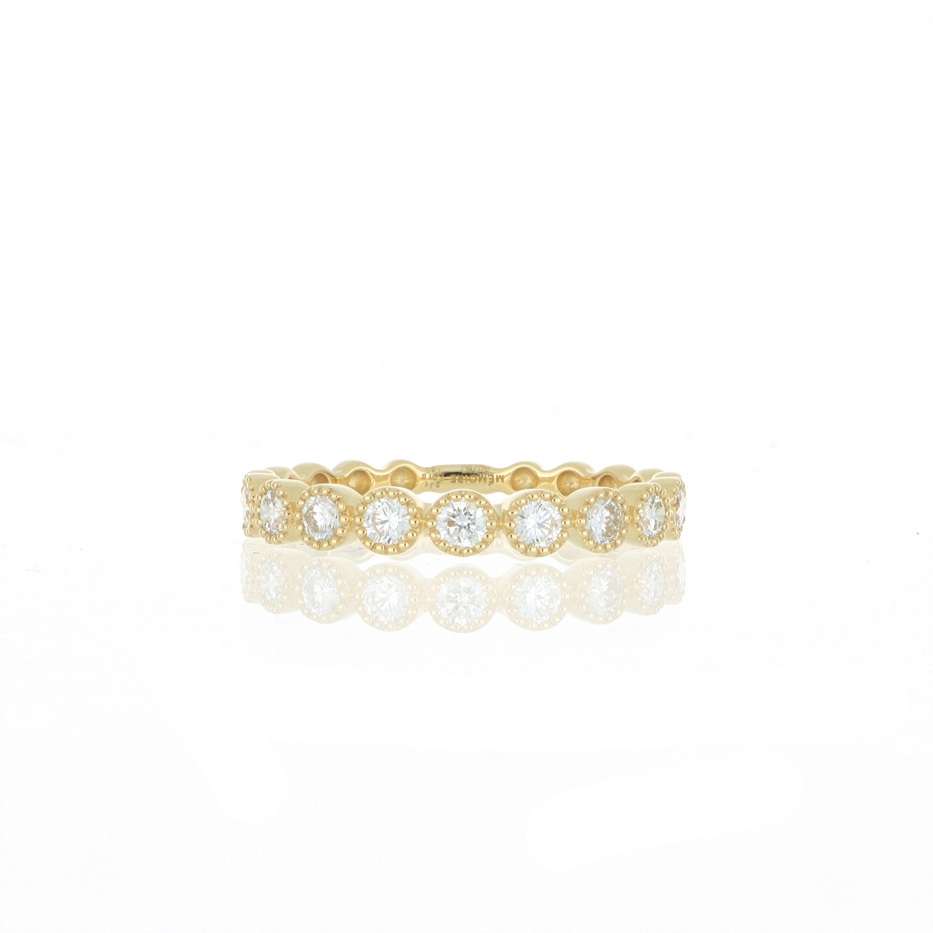 18k Yellow Gold Diamond Vintage Bezel Wedding Band
