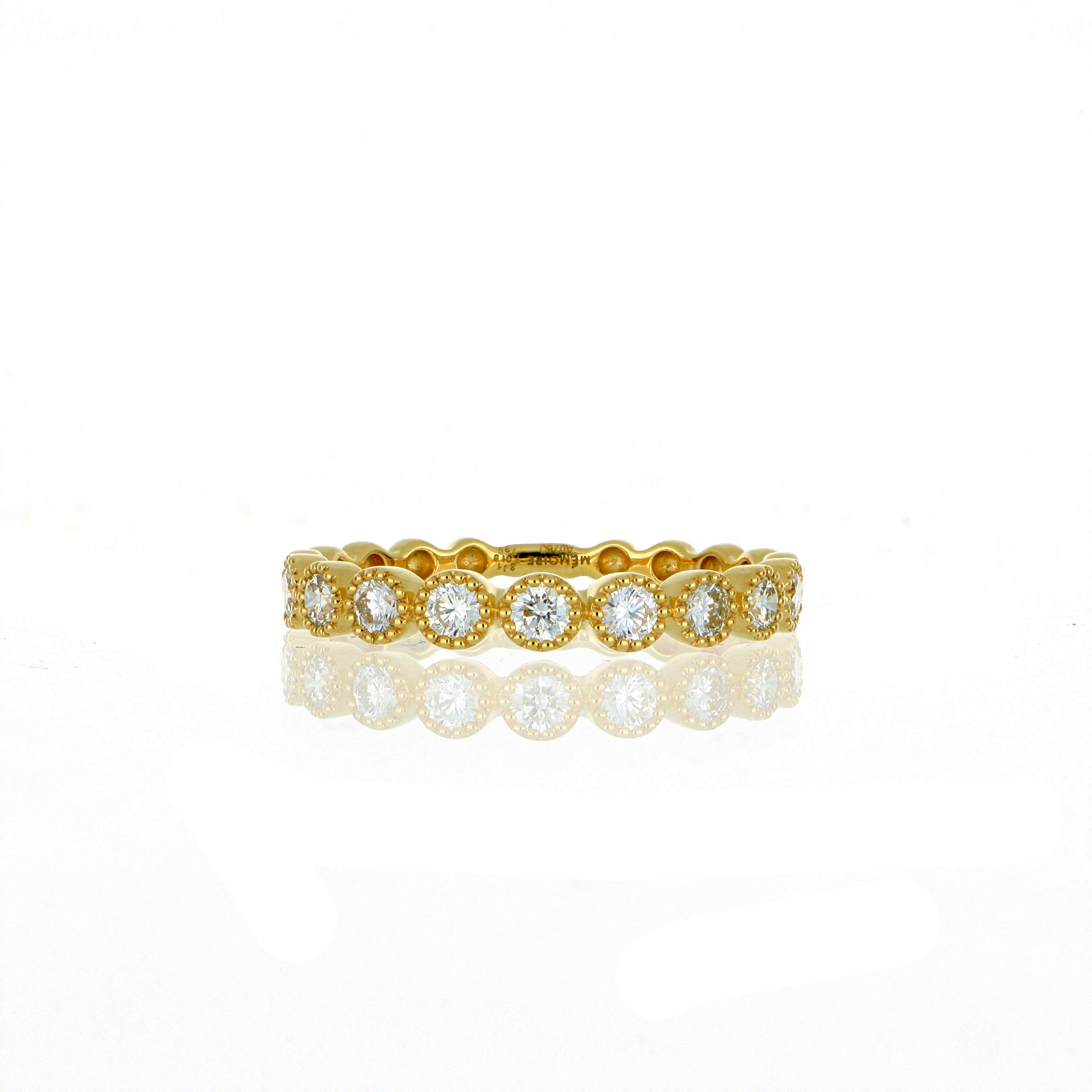 18k Yellow Gold Diamond Vintage Bezel Wedding Band
