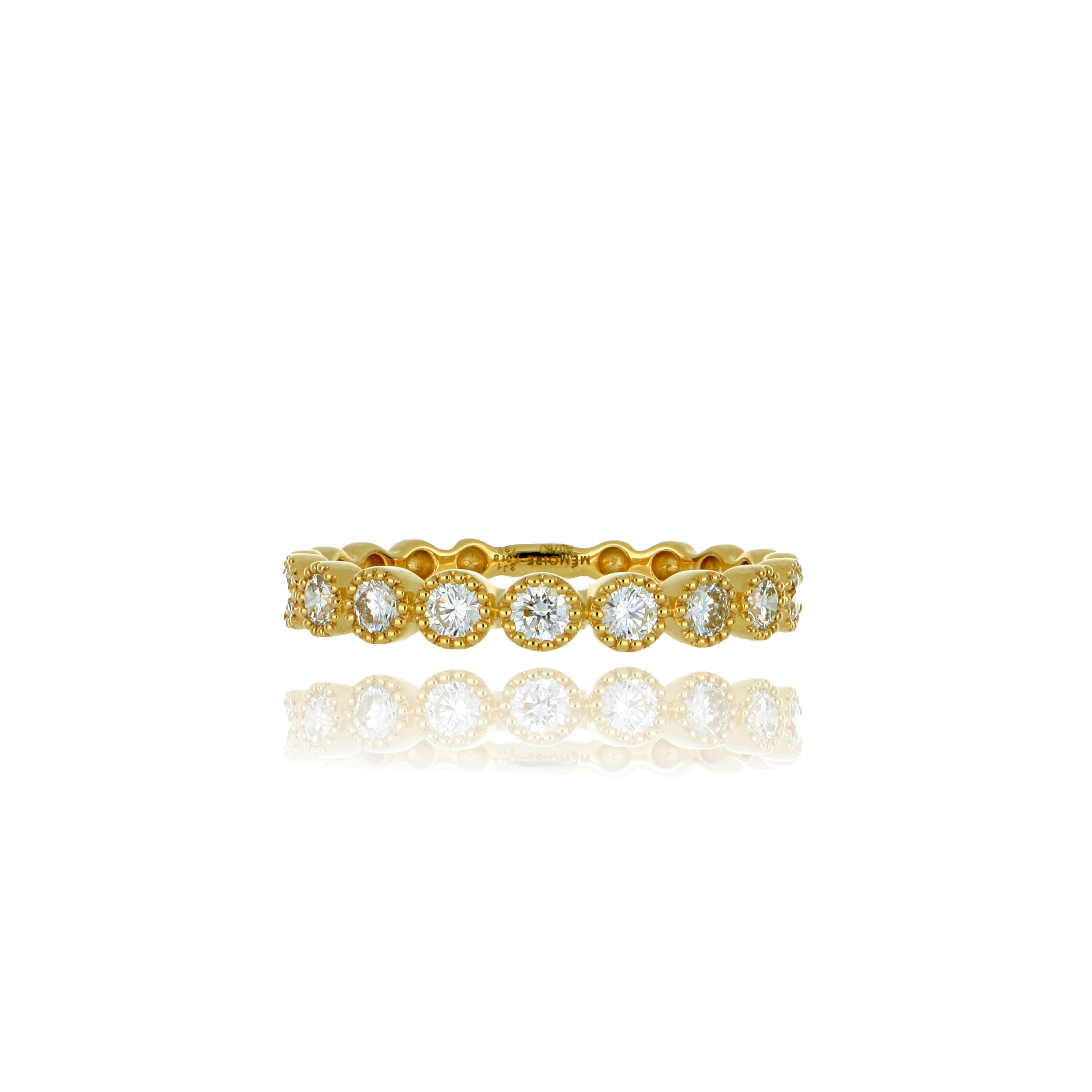18k Yellow Gold Diamond Vintage Bezel Wedding Band - Charles Koll Jewelers