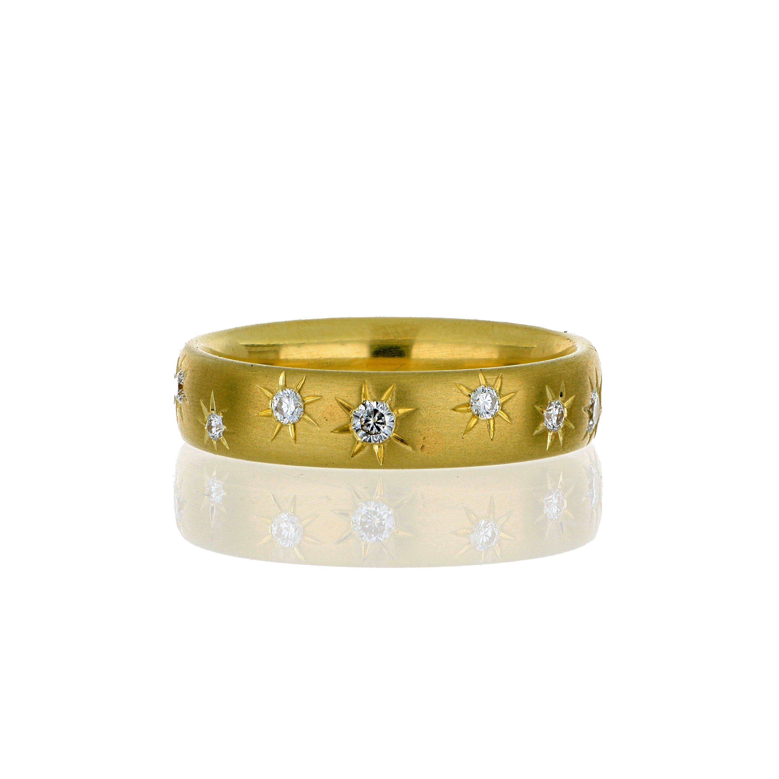 18k Yellow Gold Diamond Starburst Ring