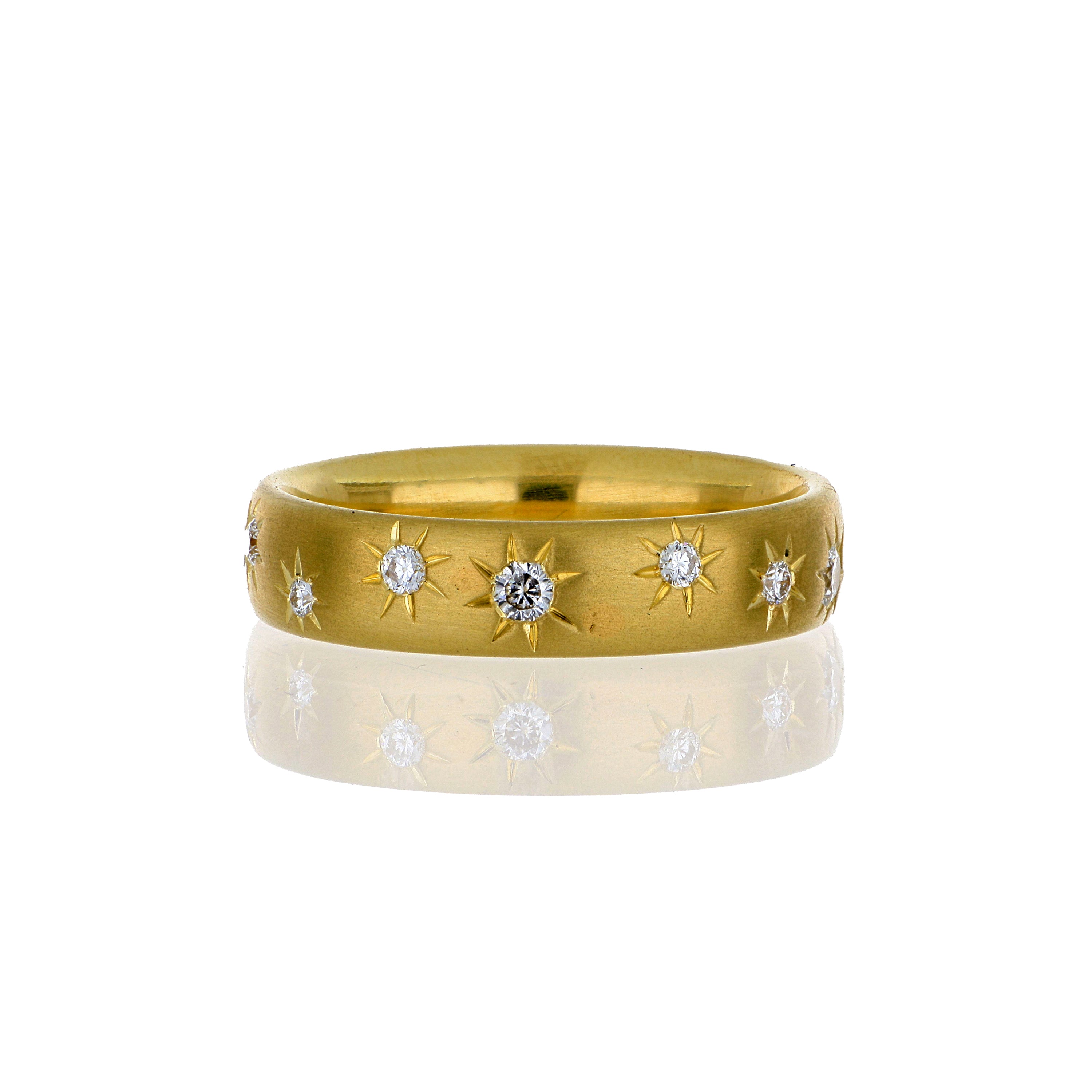 18k Yellow Gold Diamond Starburst Ring - Charles Koll Jewelers