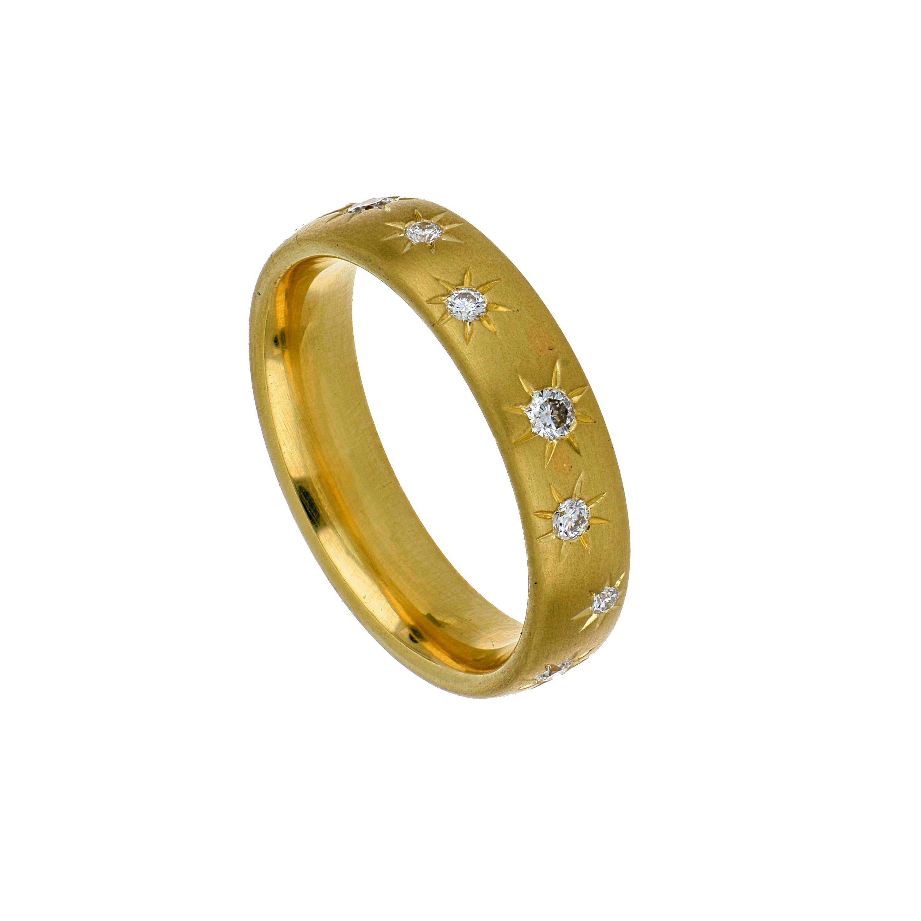 18k Yellow Gold Diamond Starburst Ring - Charles Koll Jewelers