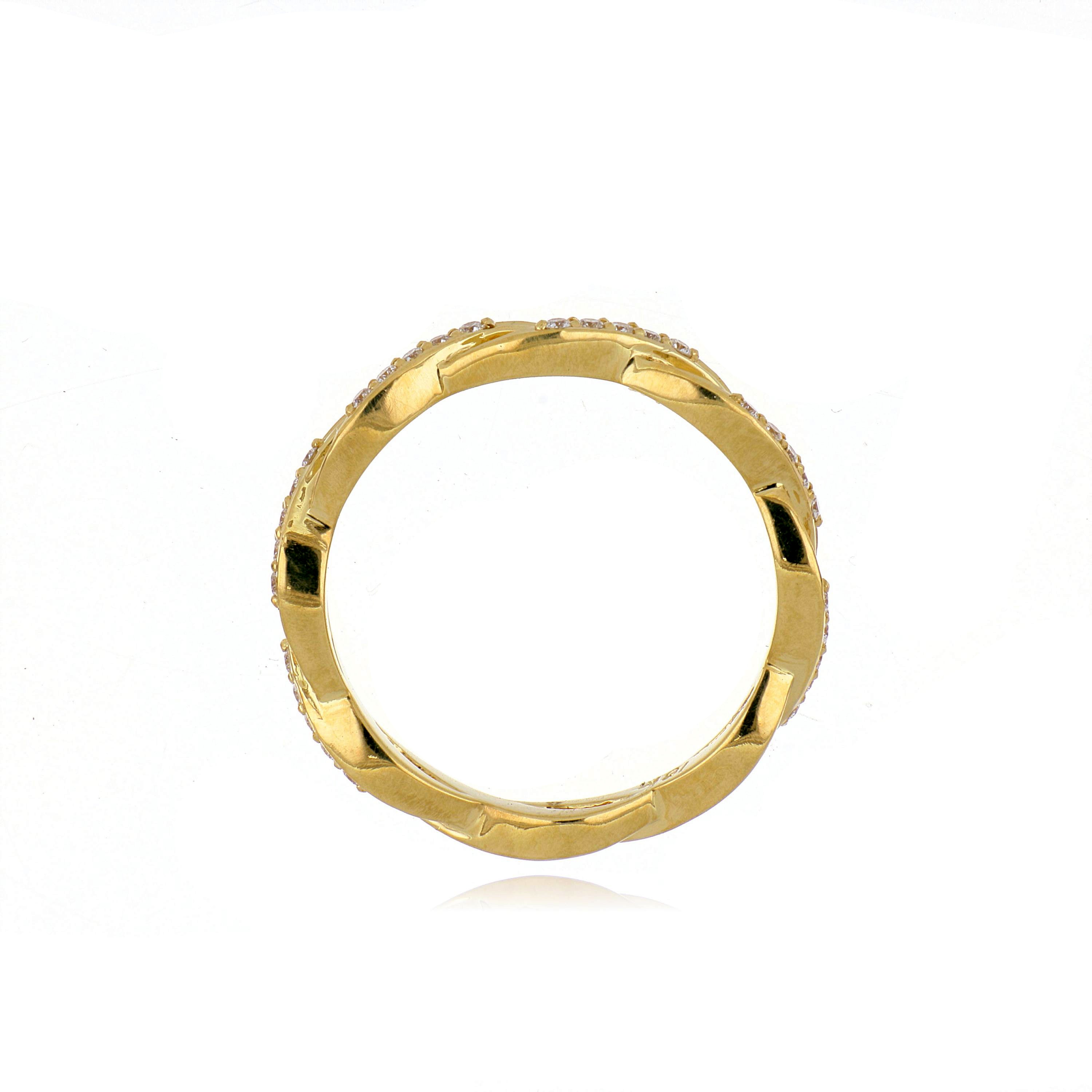18k Yellow Gold Diamond Twist Band - Charles Koll Jewelers