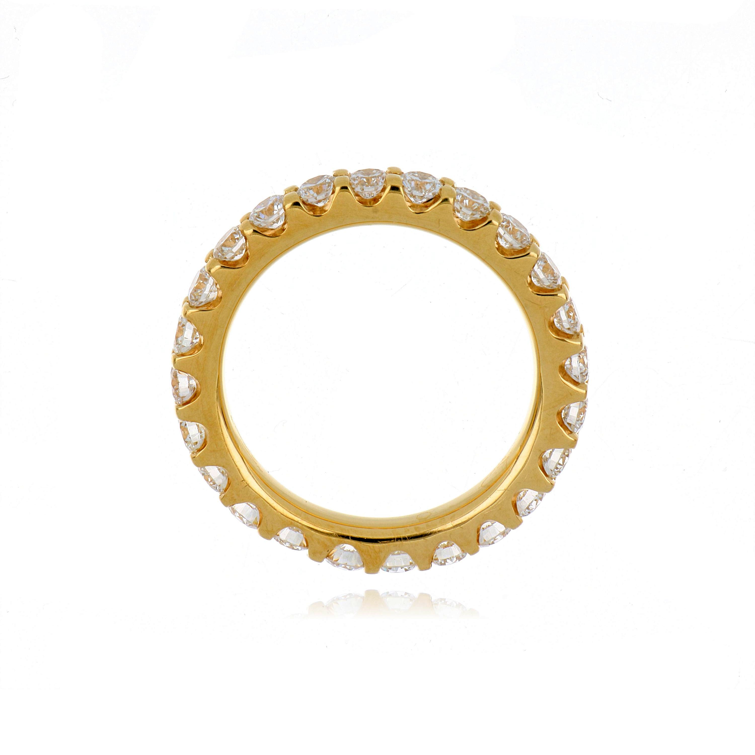 18k Yellow Gold Diamond Eternity Wedding Band - Charles Koll Jewelers
