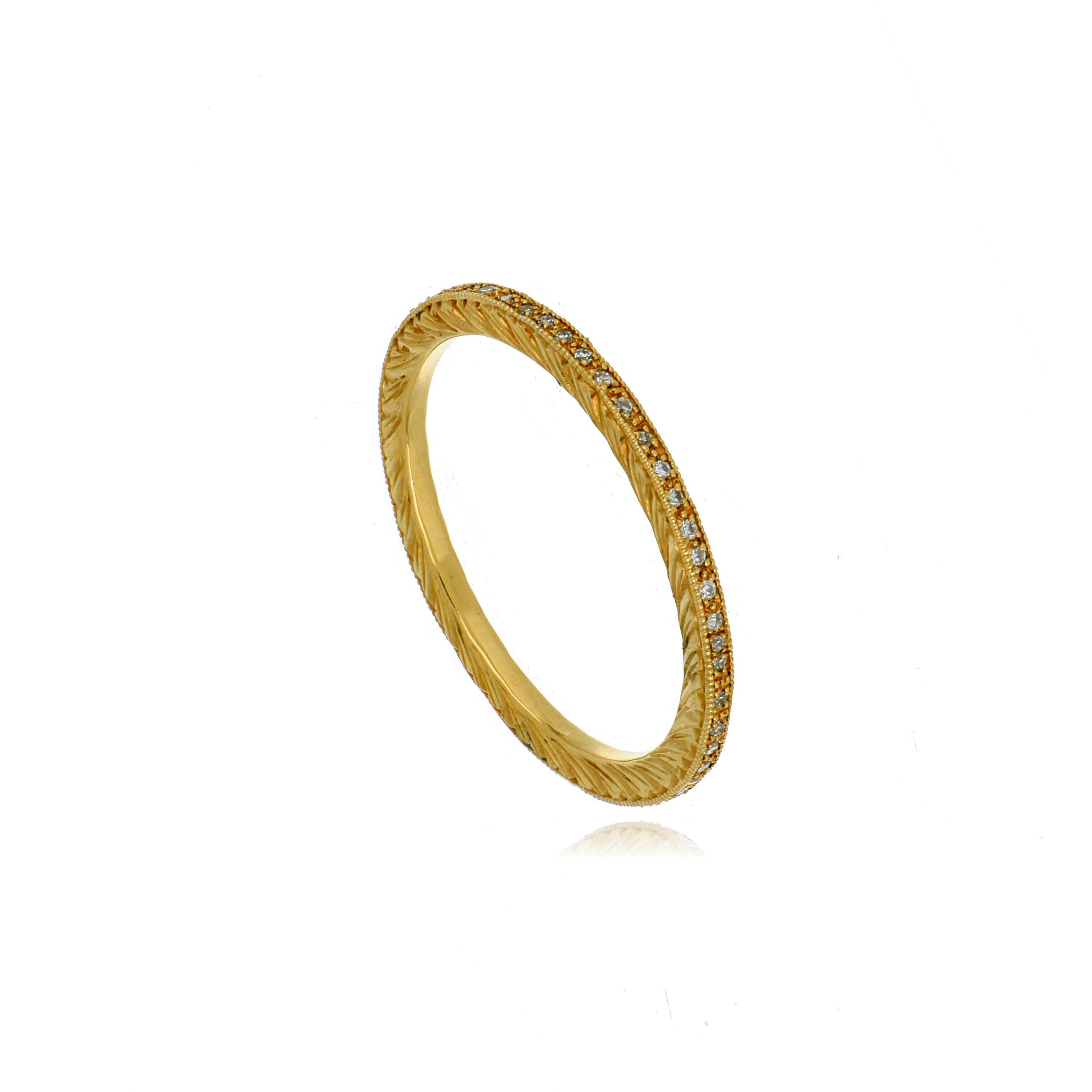 18k Yellow Gold Diamond Wedding Band - Charles Koll Jewelers