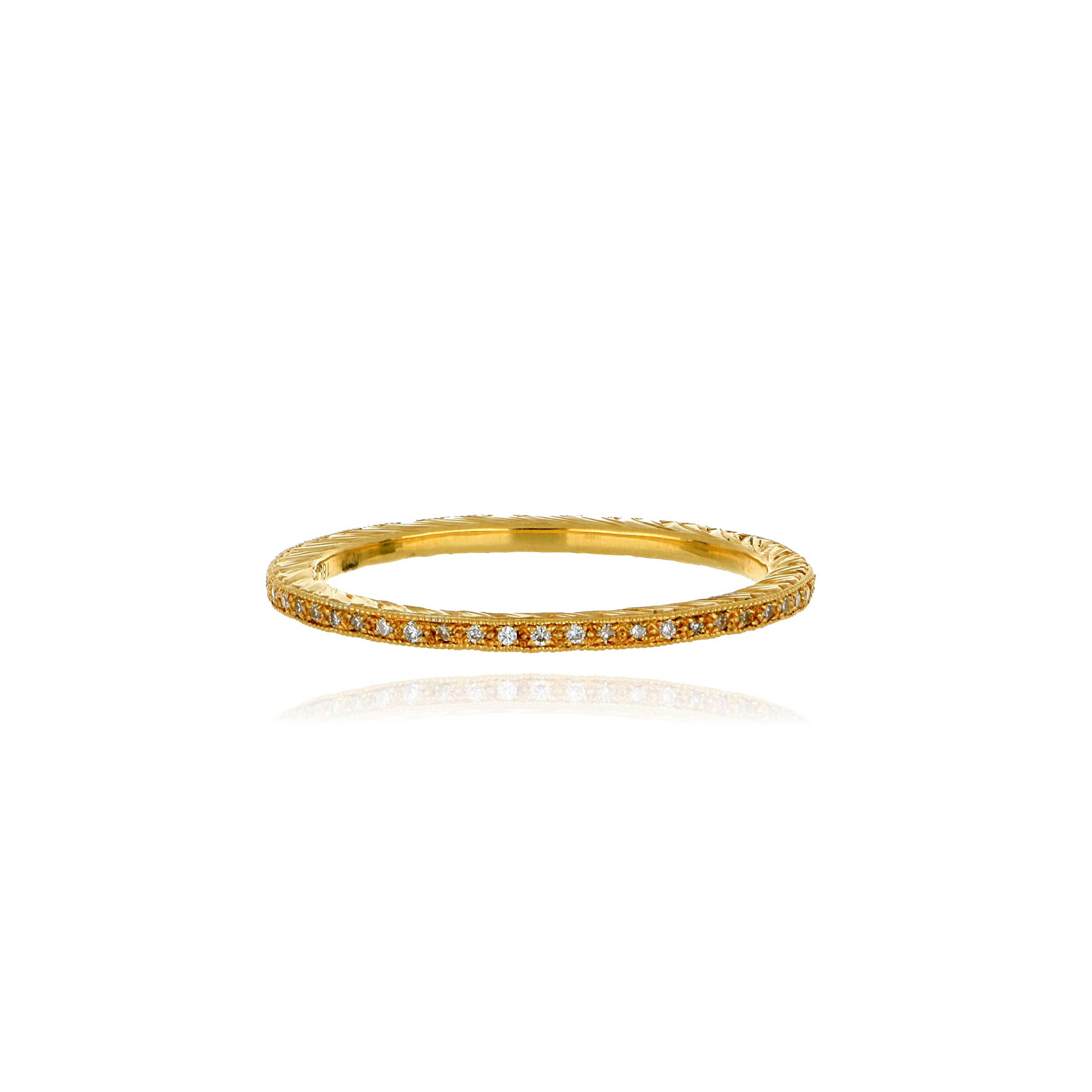 18k Yellow Gold Diamond Wedding Band - Charles Koll Jewelers