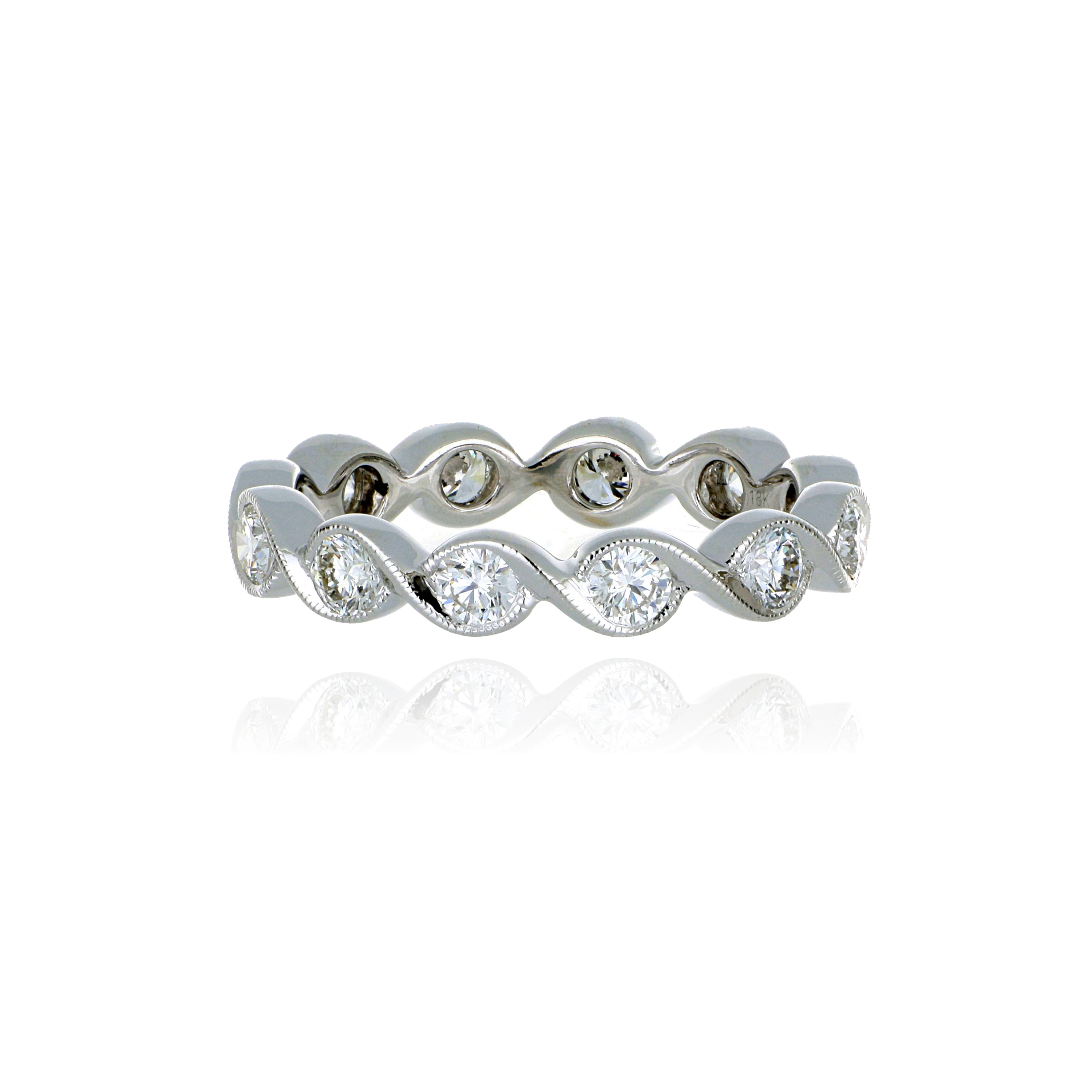 18k White Gold Diamond Wedding Band - Charles Koll Jewelers