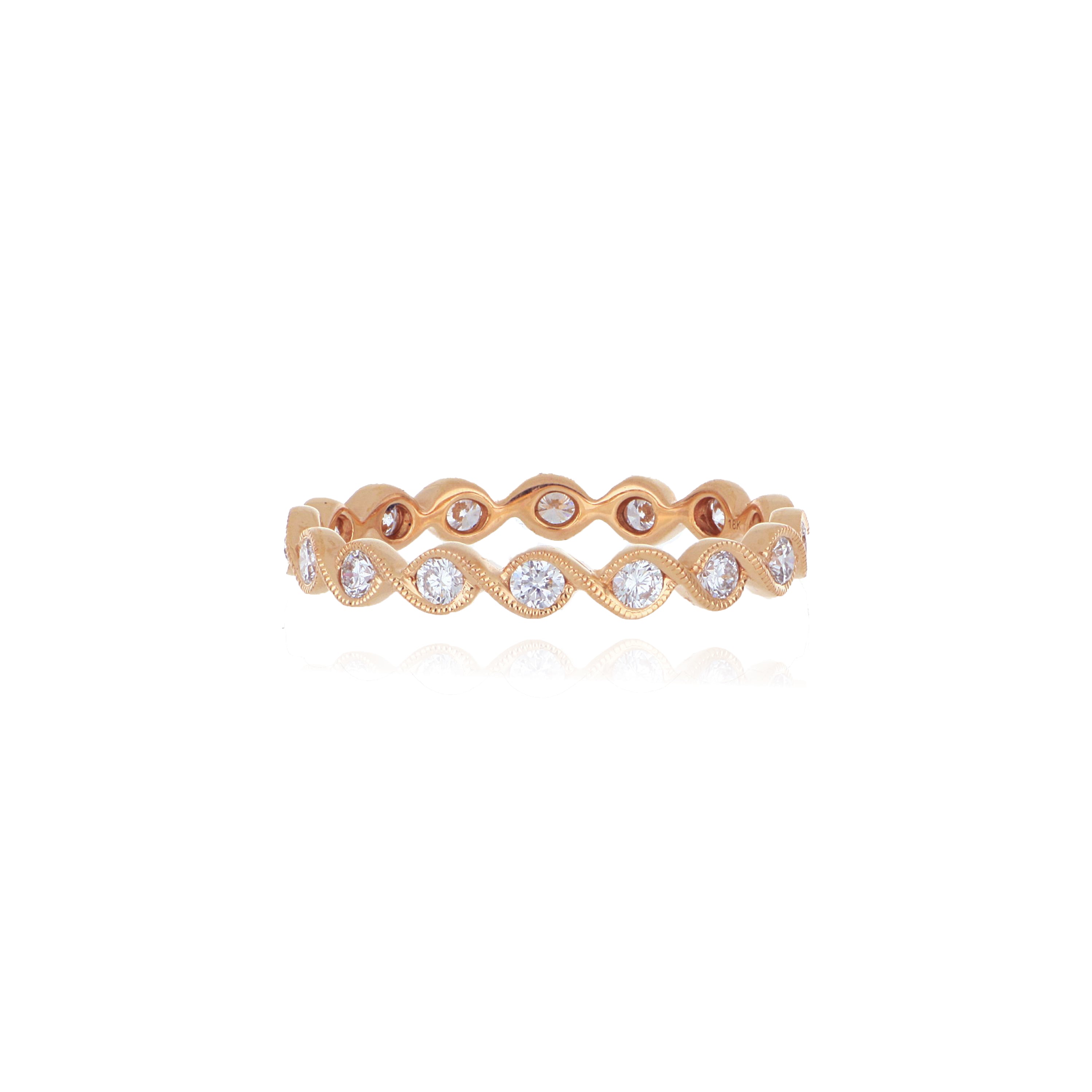 18k Rose Gold Diamond Eternity Wedding Band - Charles Koll Jewelers