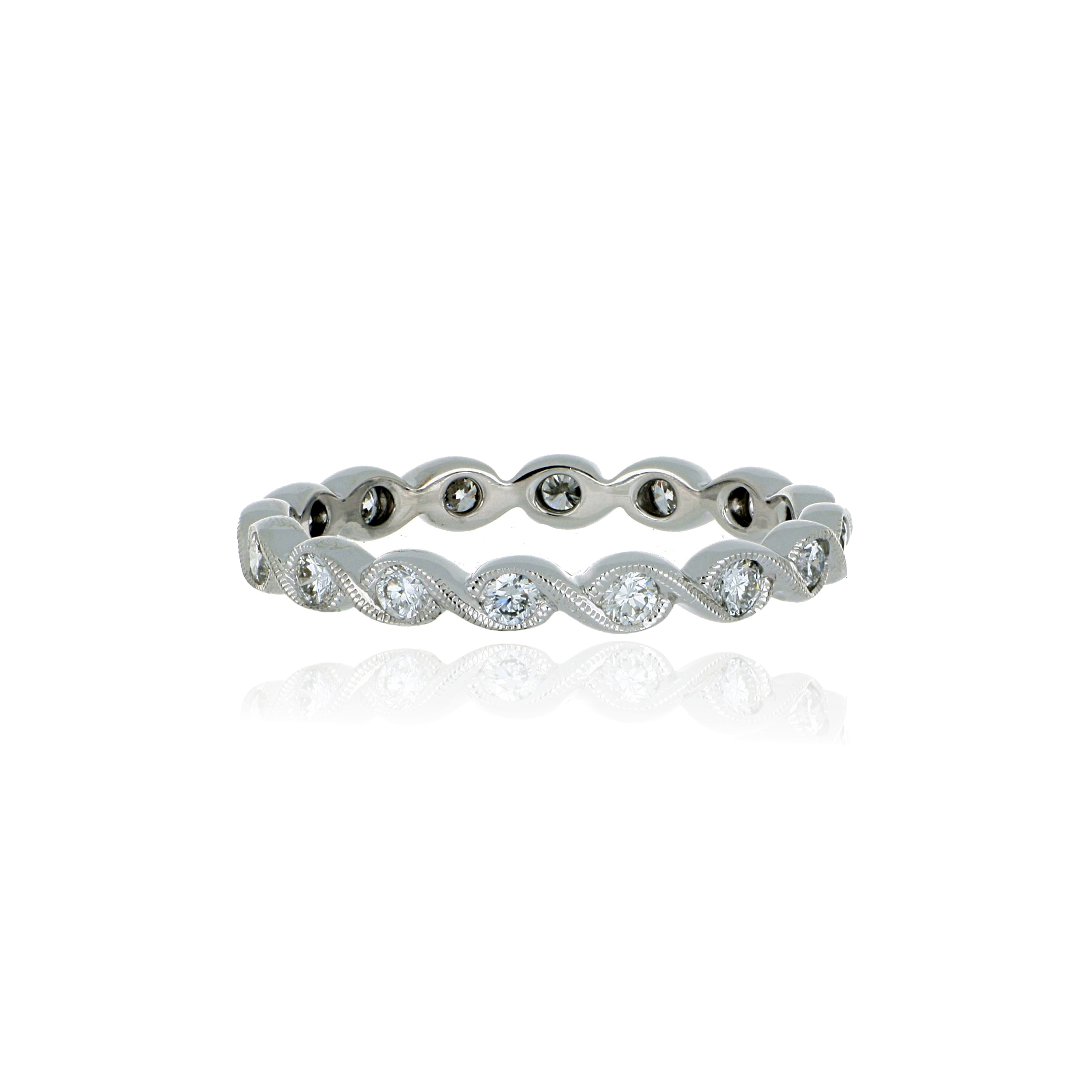 18k White Gold Diamond Eternity Wedding Band - Charles Koll Jewelers