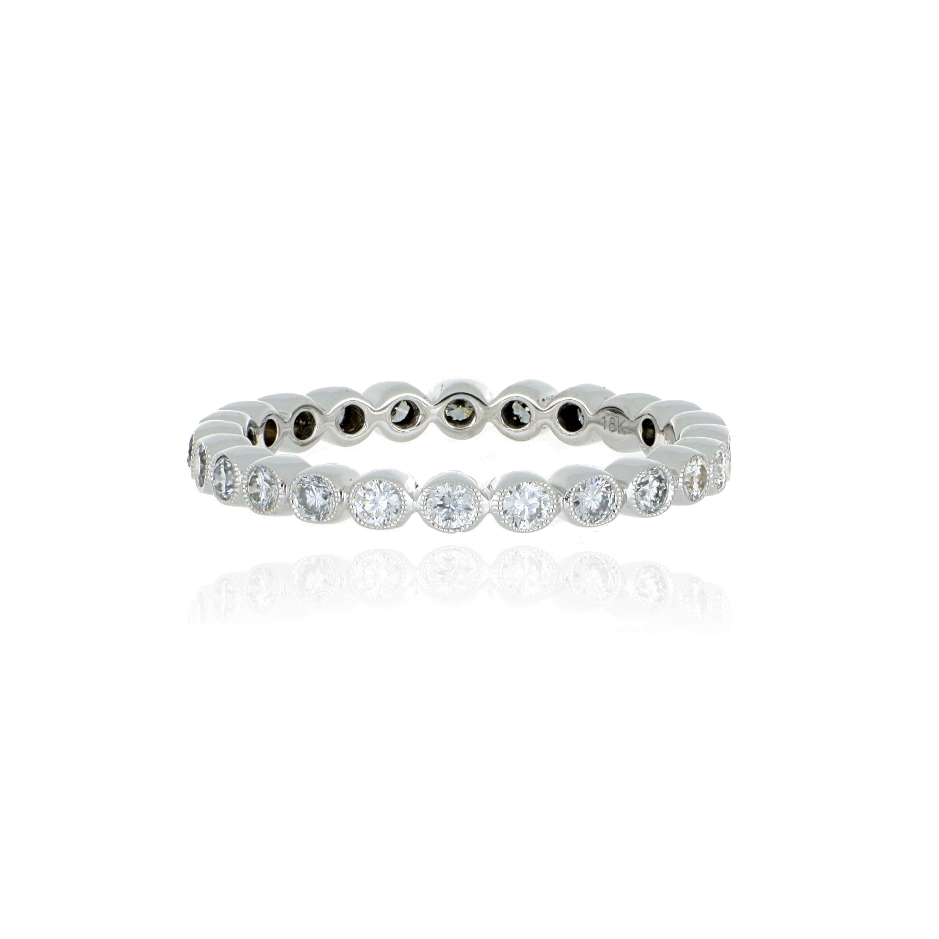 18k White Gold Diamond Eternity Wedding Band - Charles Koll Jewelers
