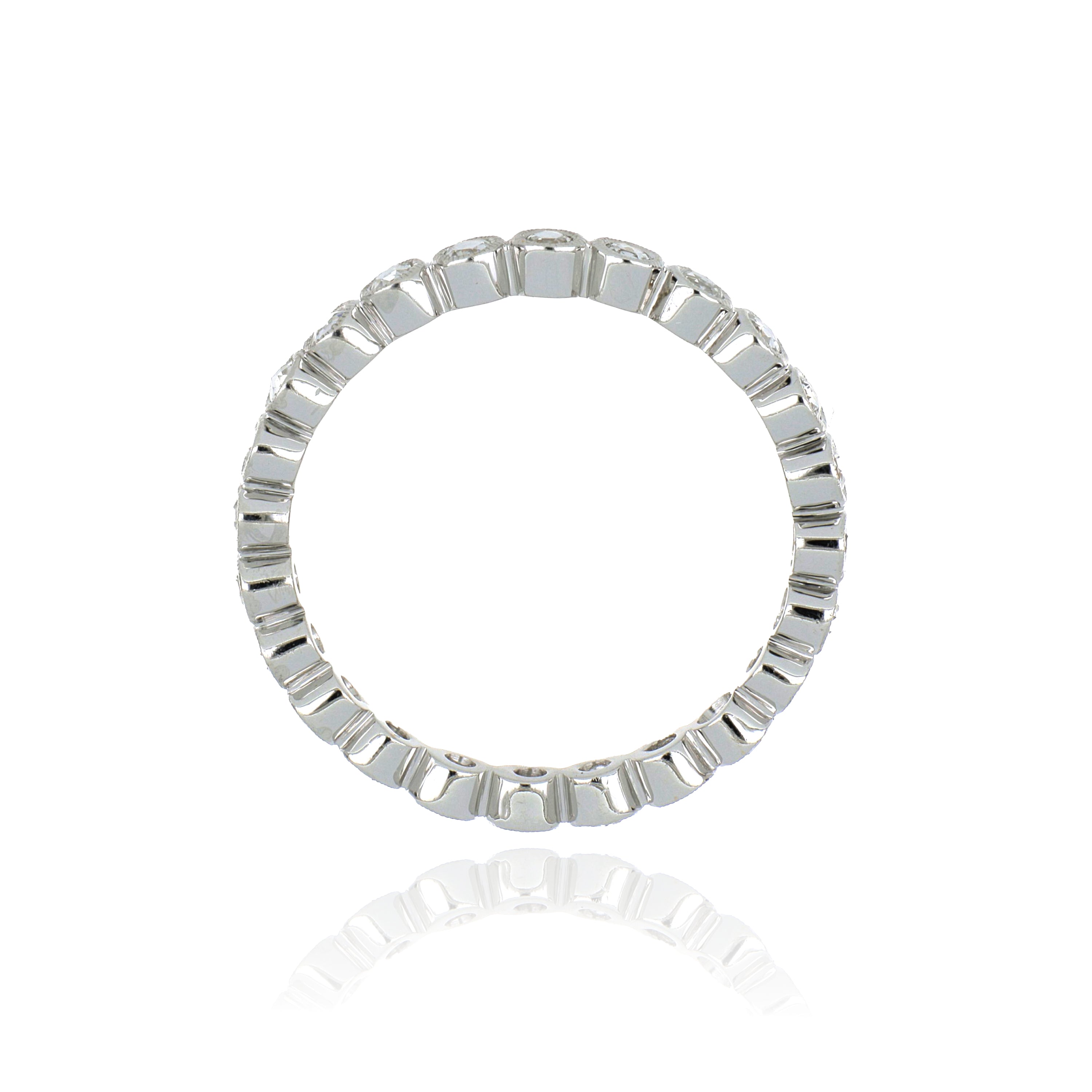18k White Gold Rose Cut Diamond Eternity Wedding Band - Charles Koll Jewelers