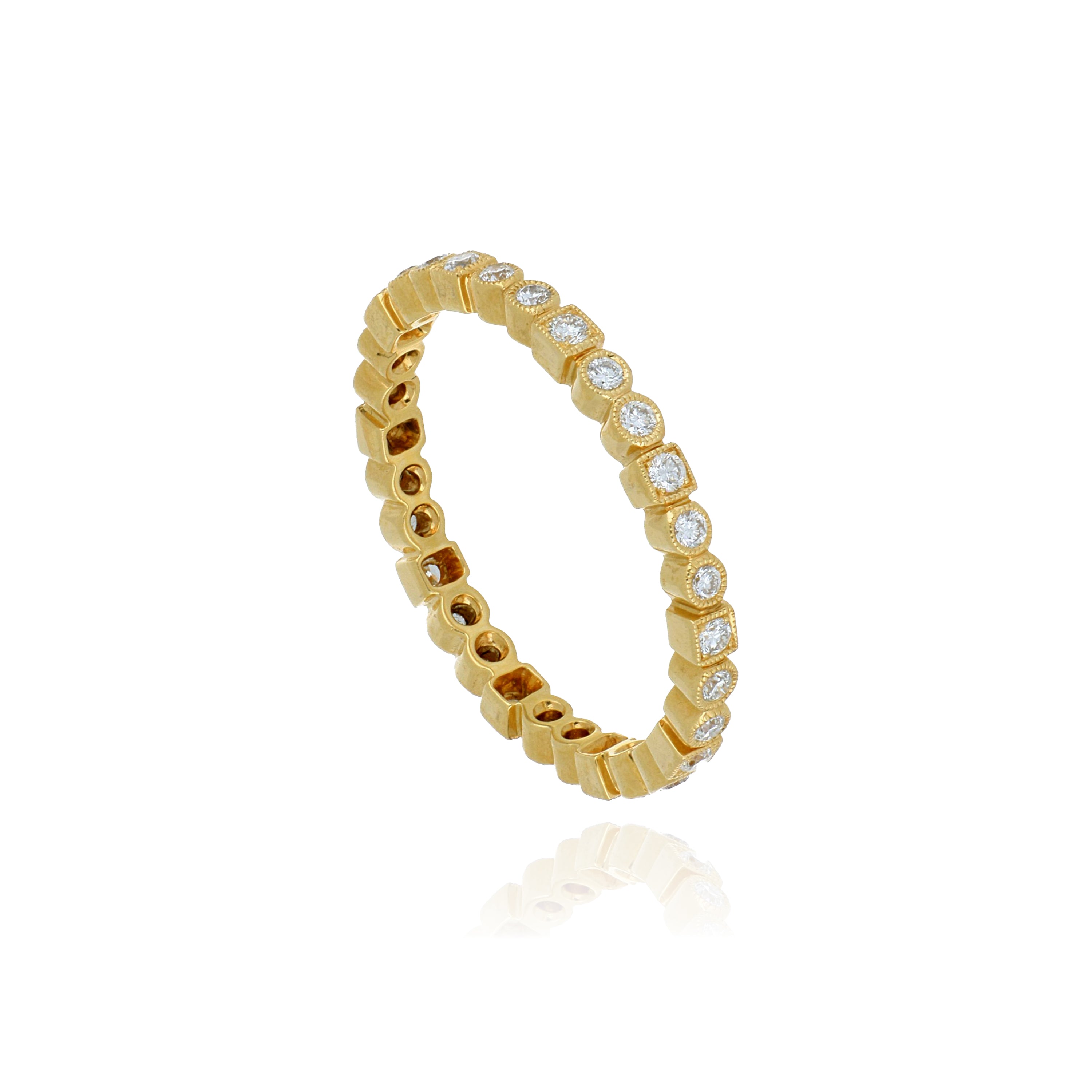 18k Yellow Gold Diamond Eternity Wedding Band - Charles Koll Jewelers