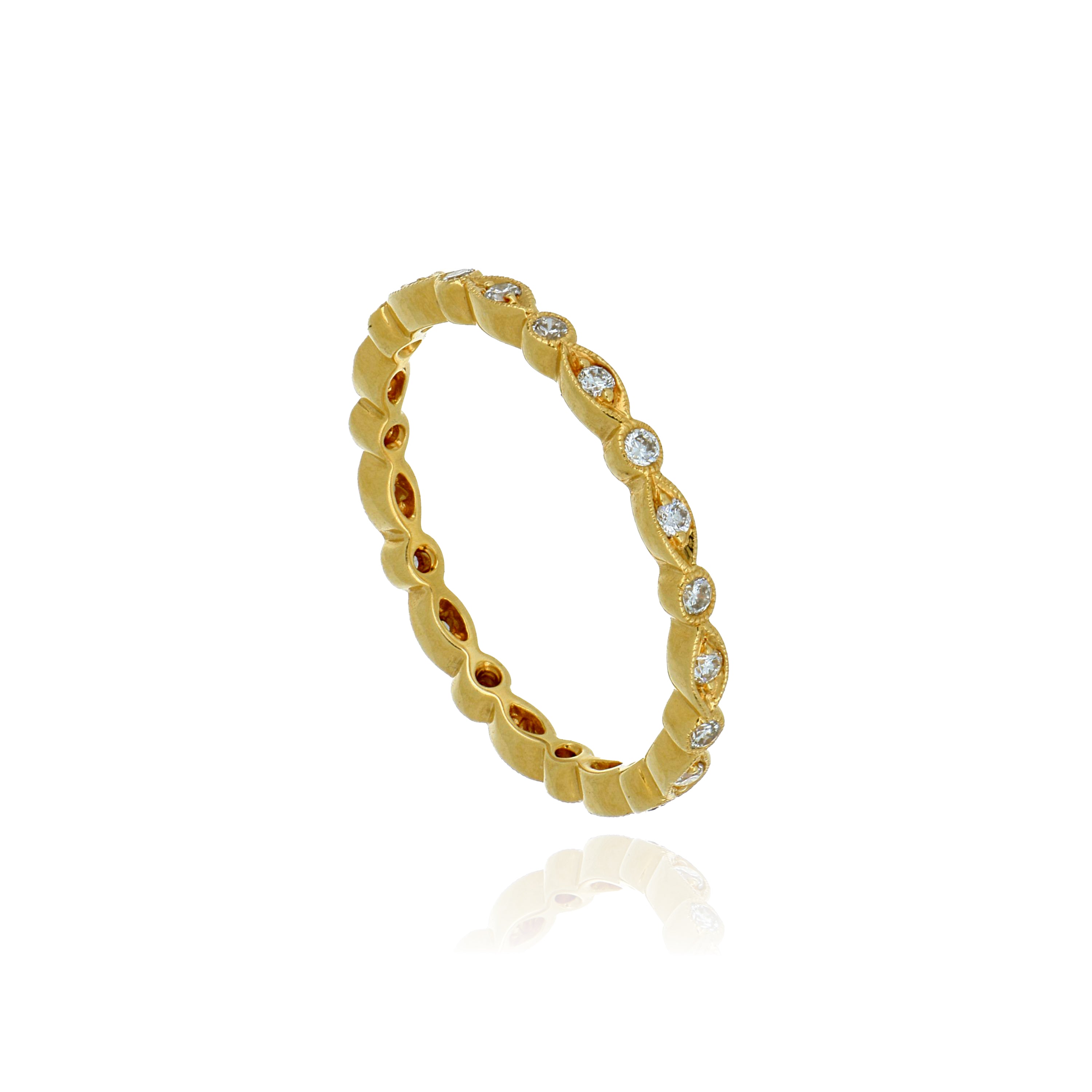 18k Yellow Diamond Eternity Wedding Band - Charles Koll Jewelers