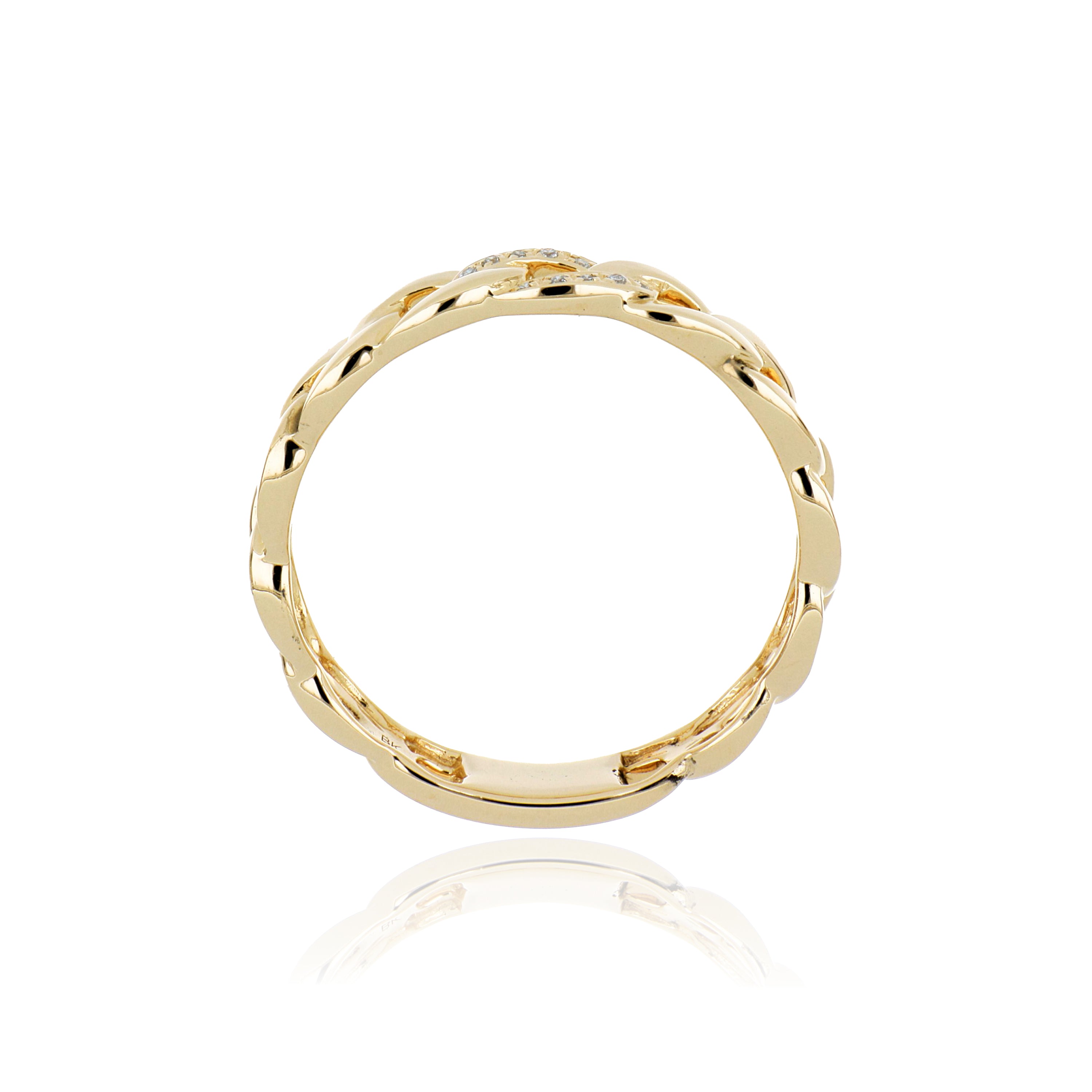 14k Yellow Gold Diamond Accented Cuban Link Ring - Charles Koll Jewelers