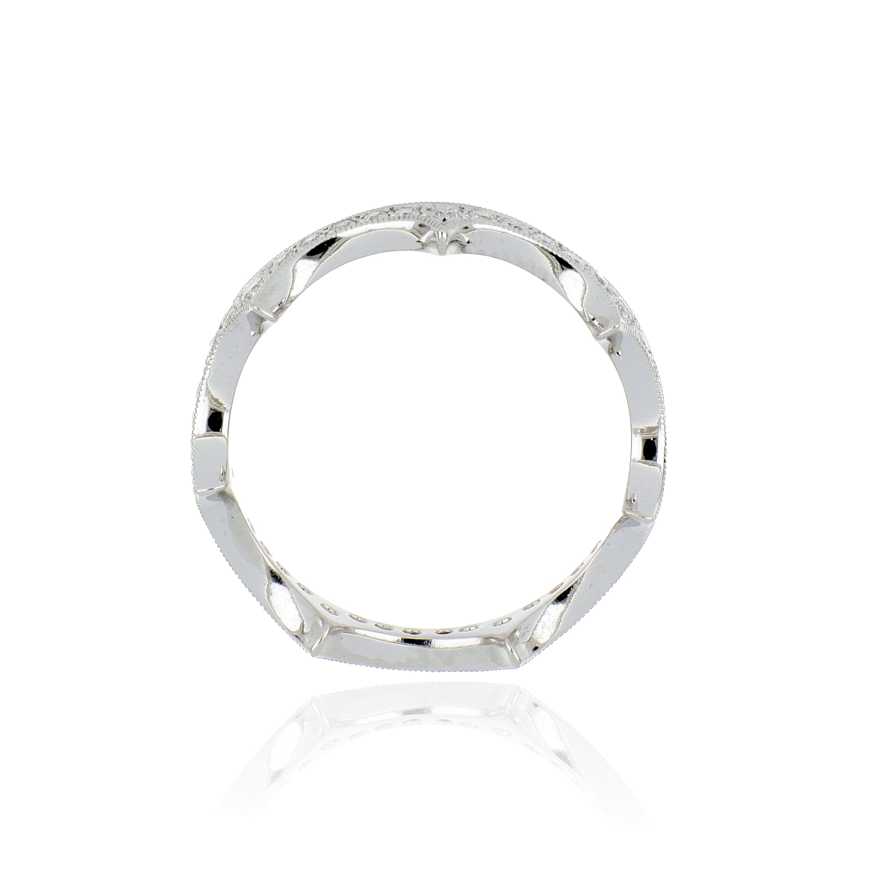 14k White Gold Diamond Crown Wedding Band - Charles Koll Jewelers