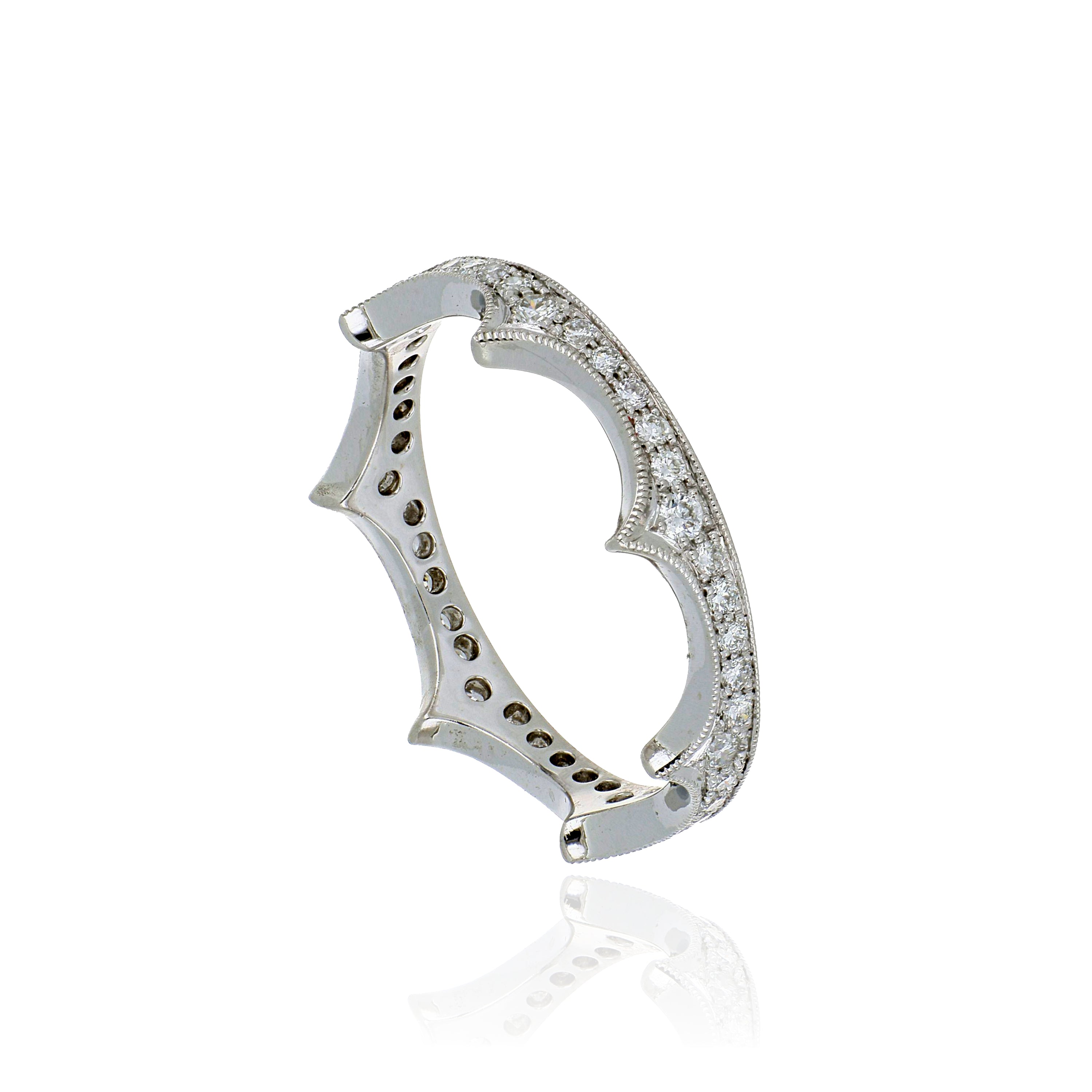 14k White Gold Diamond Crown Wedding Band - Charles Koll Jewelers